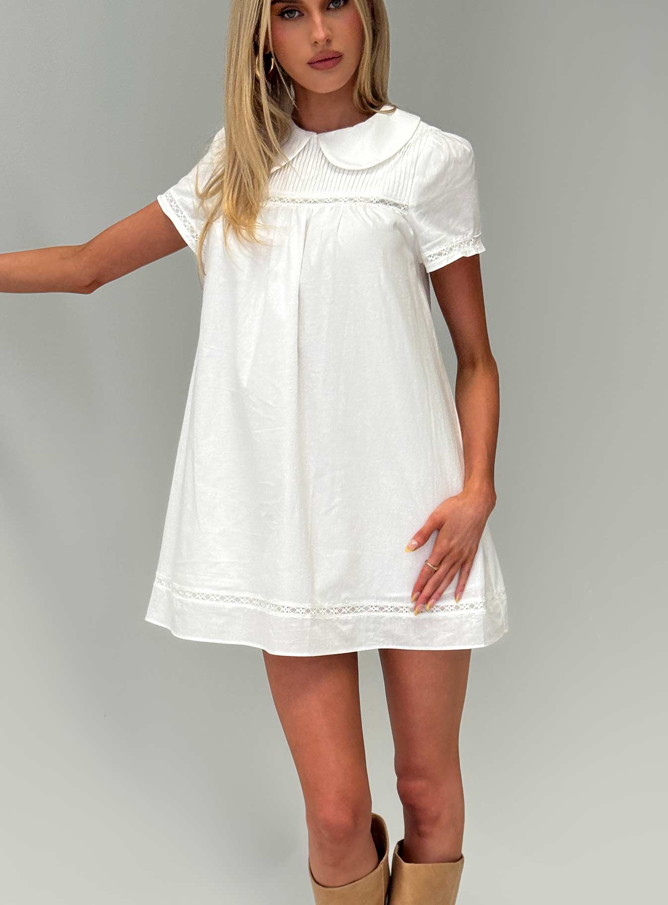 Bethanne Babydoll Mini Dress White-Vipp Girl