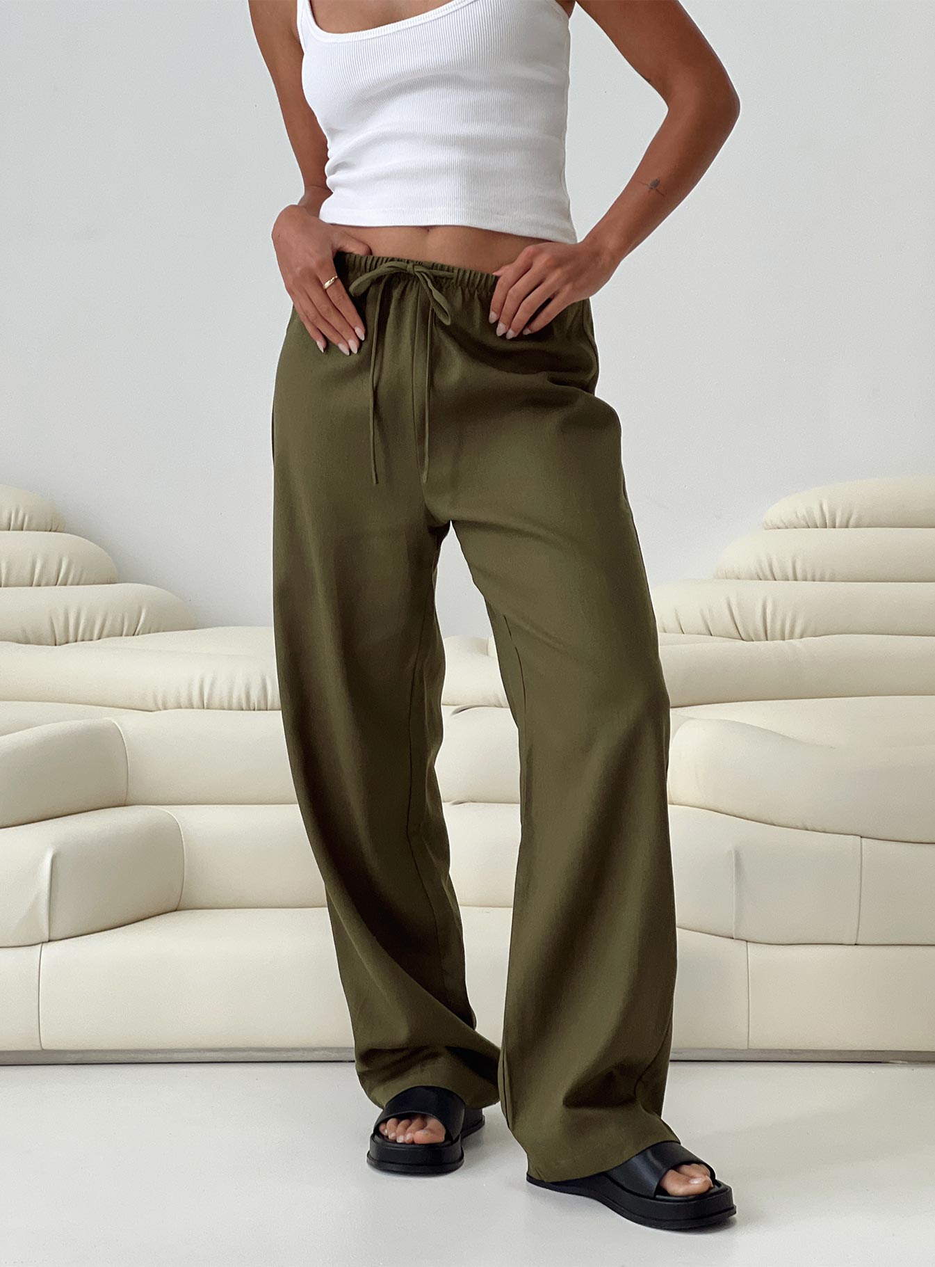 Breeta Drawstring Pants Olive-Vipp Girl