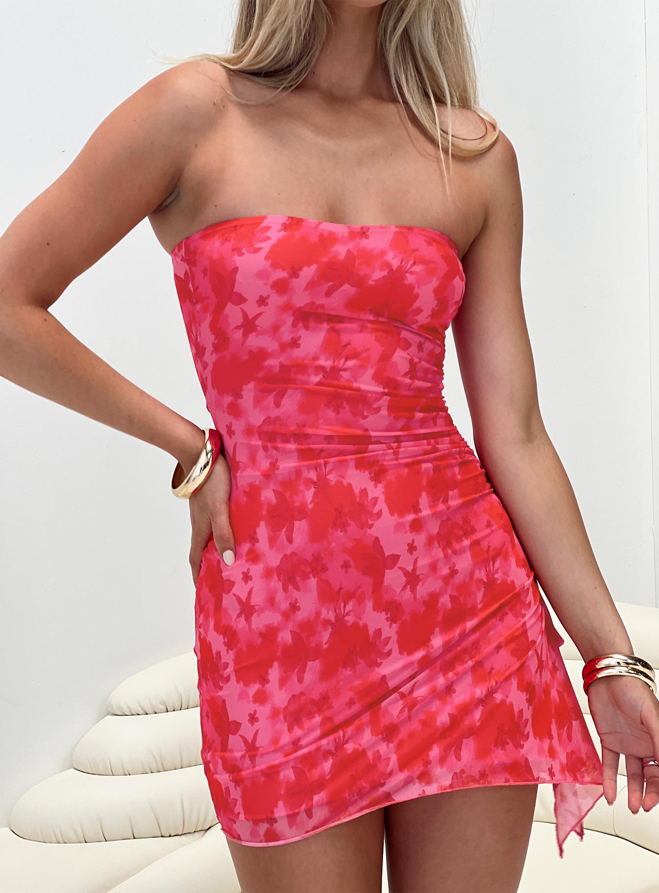 Donelli Mini Dress Pink Floral Tall-Vipp Girl