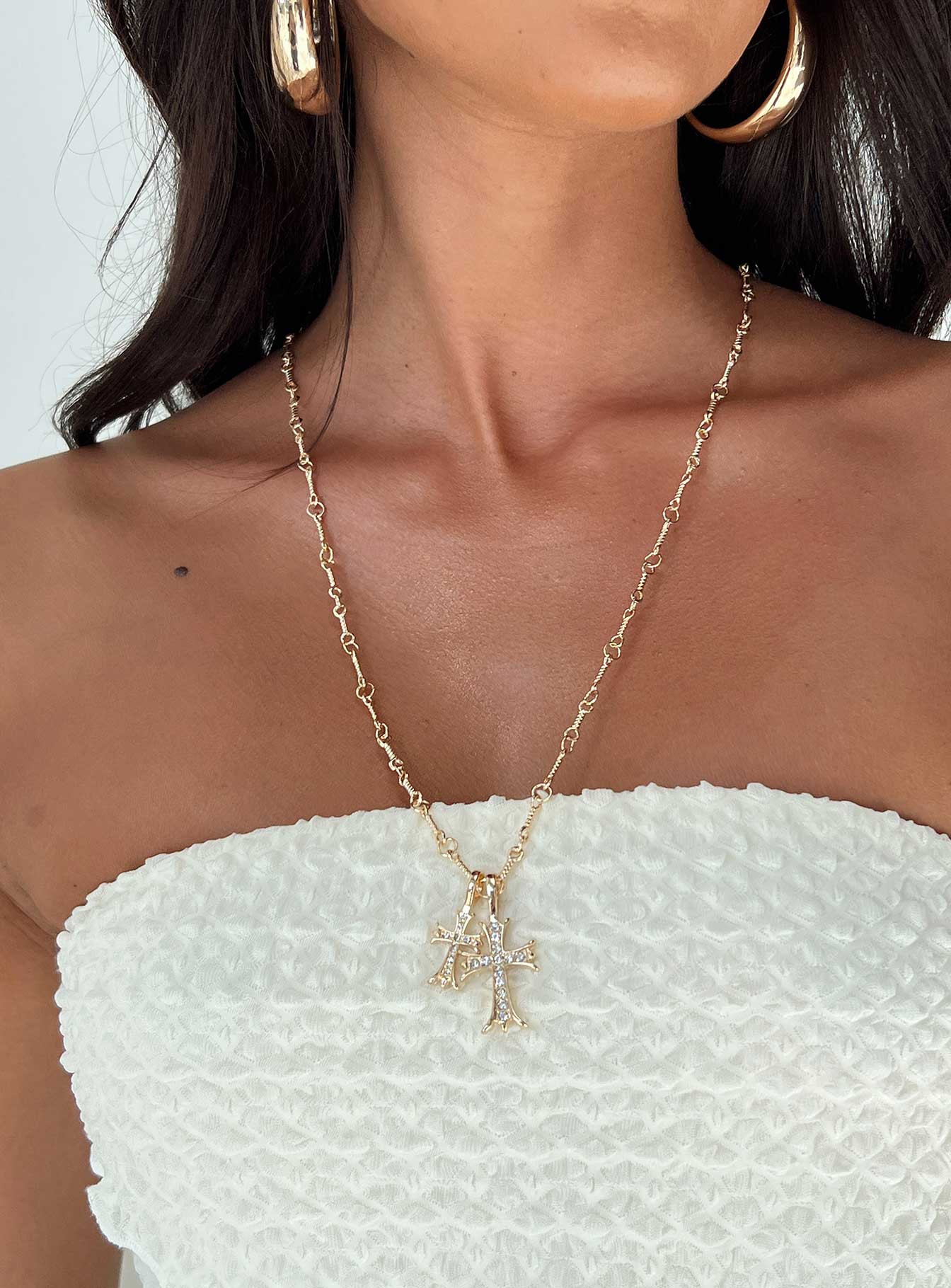 Curtis Cross Necklace Gold-Vipp Girl