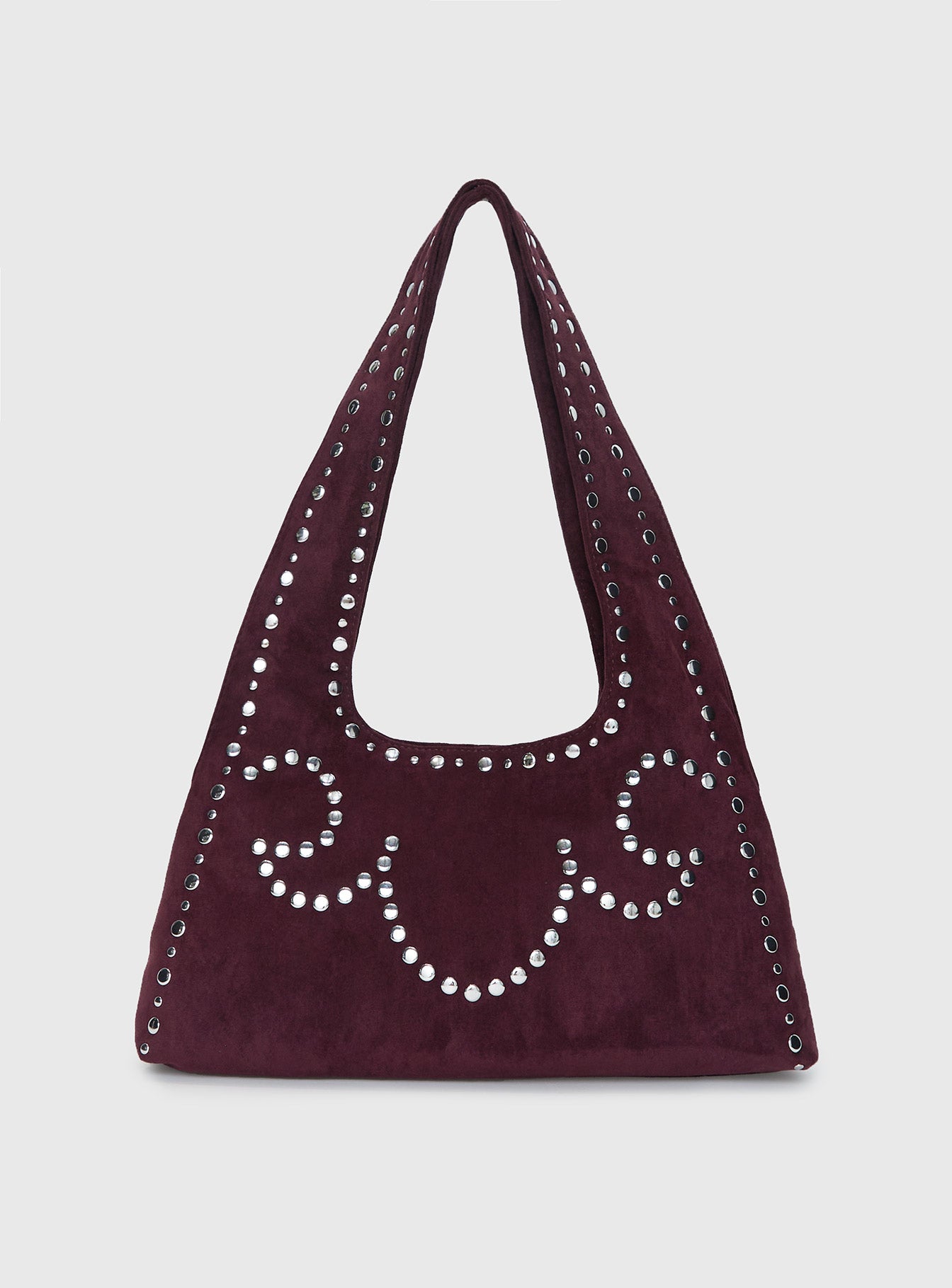 Lemoni Faux Suede Stud Bag Burgundy-Vipp Girl
