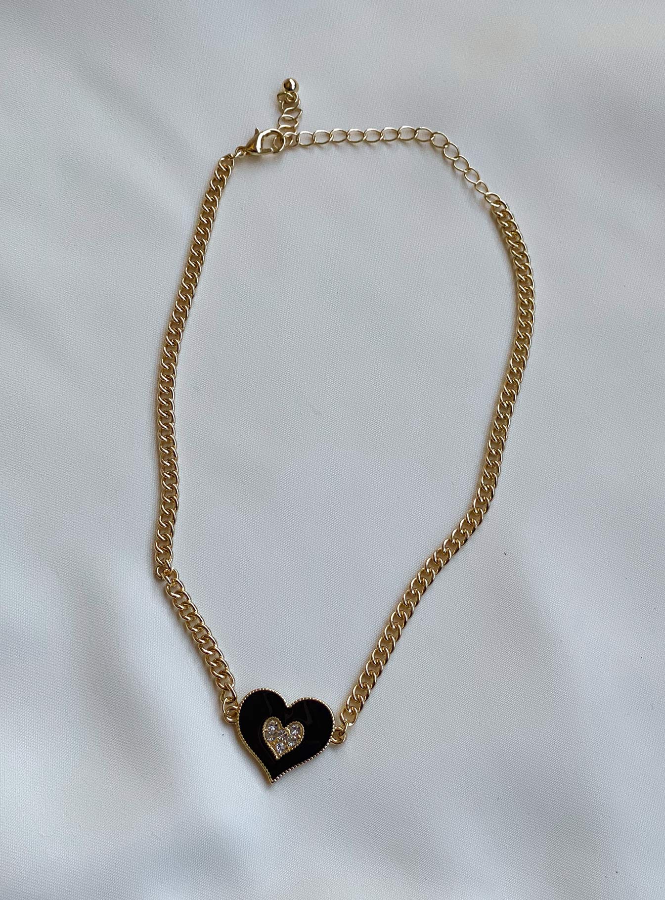 Dalma Heart Necklace Gold / Black-Vipp Girl