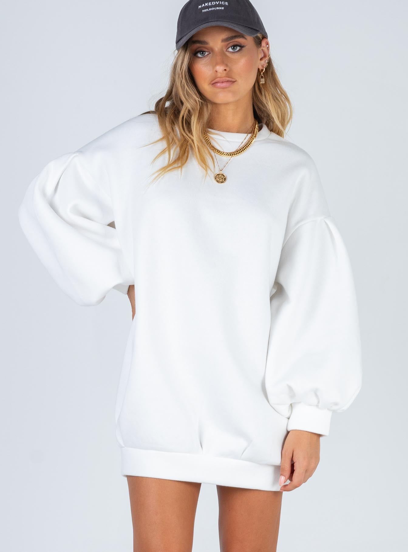 Corrie Sweater Mini Dress White-Vipp Girl