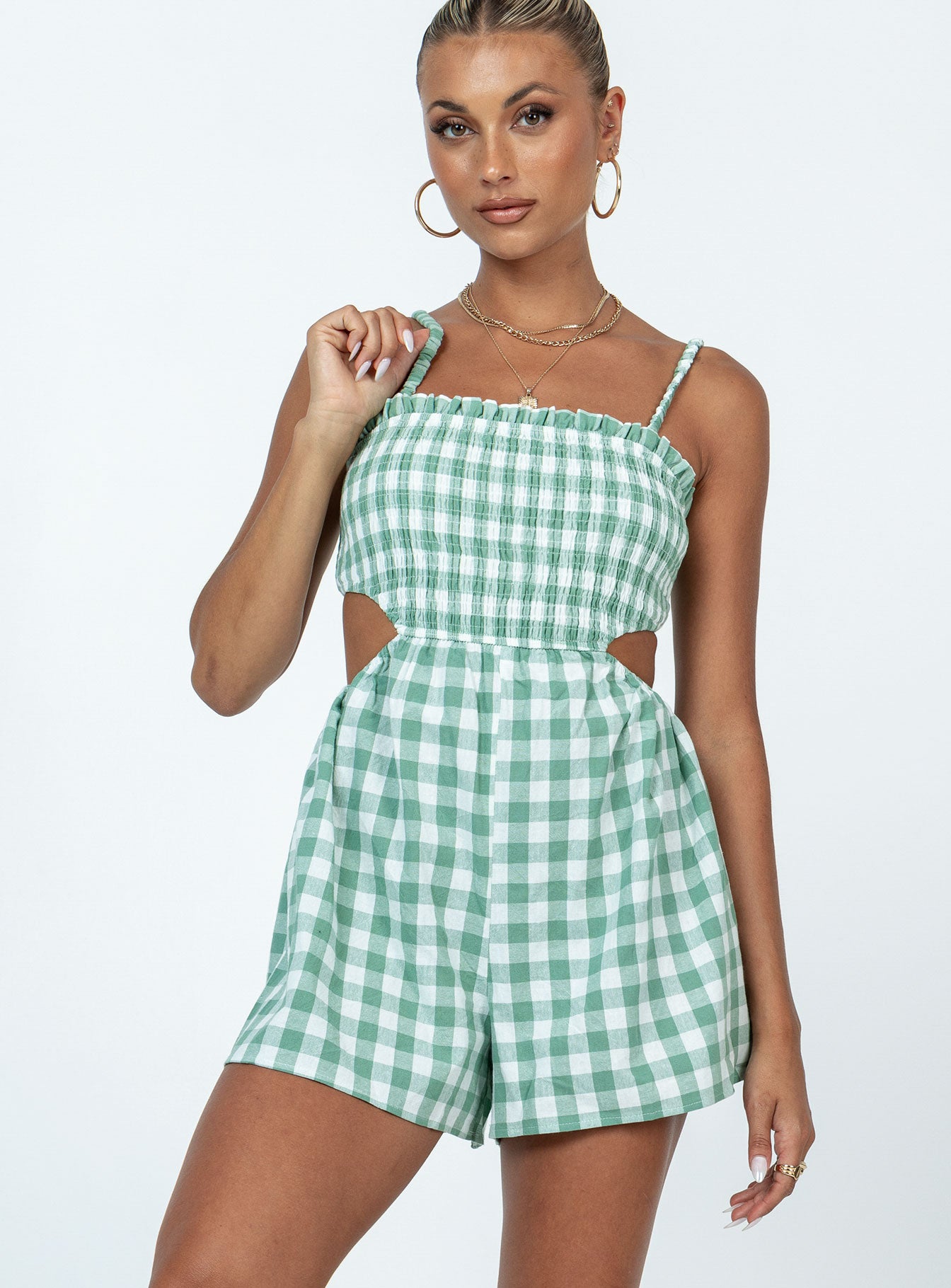 Danton Romper Green Gingham-Vipp Girl