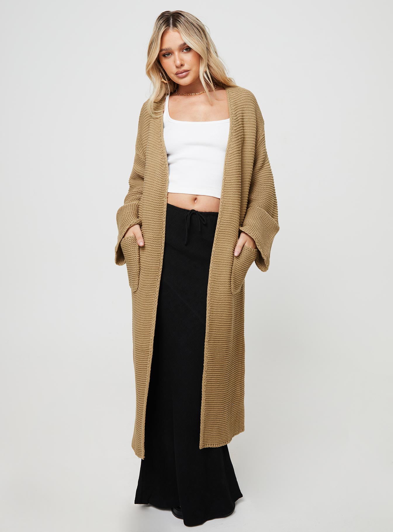 Finneas Longline Cardigan Beige-Vipp Girl