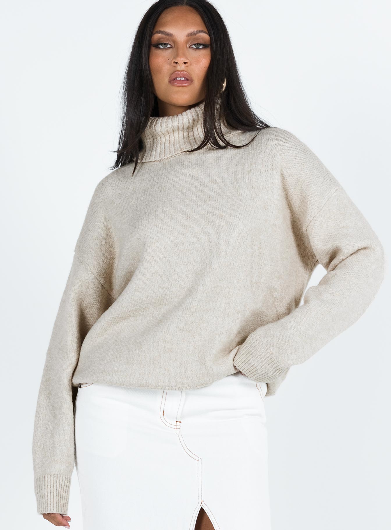 Oswin Turtleneck Sweater Oatmeal-Vipp Girl
