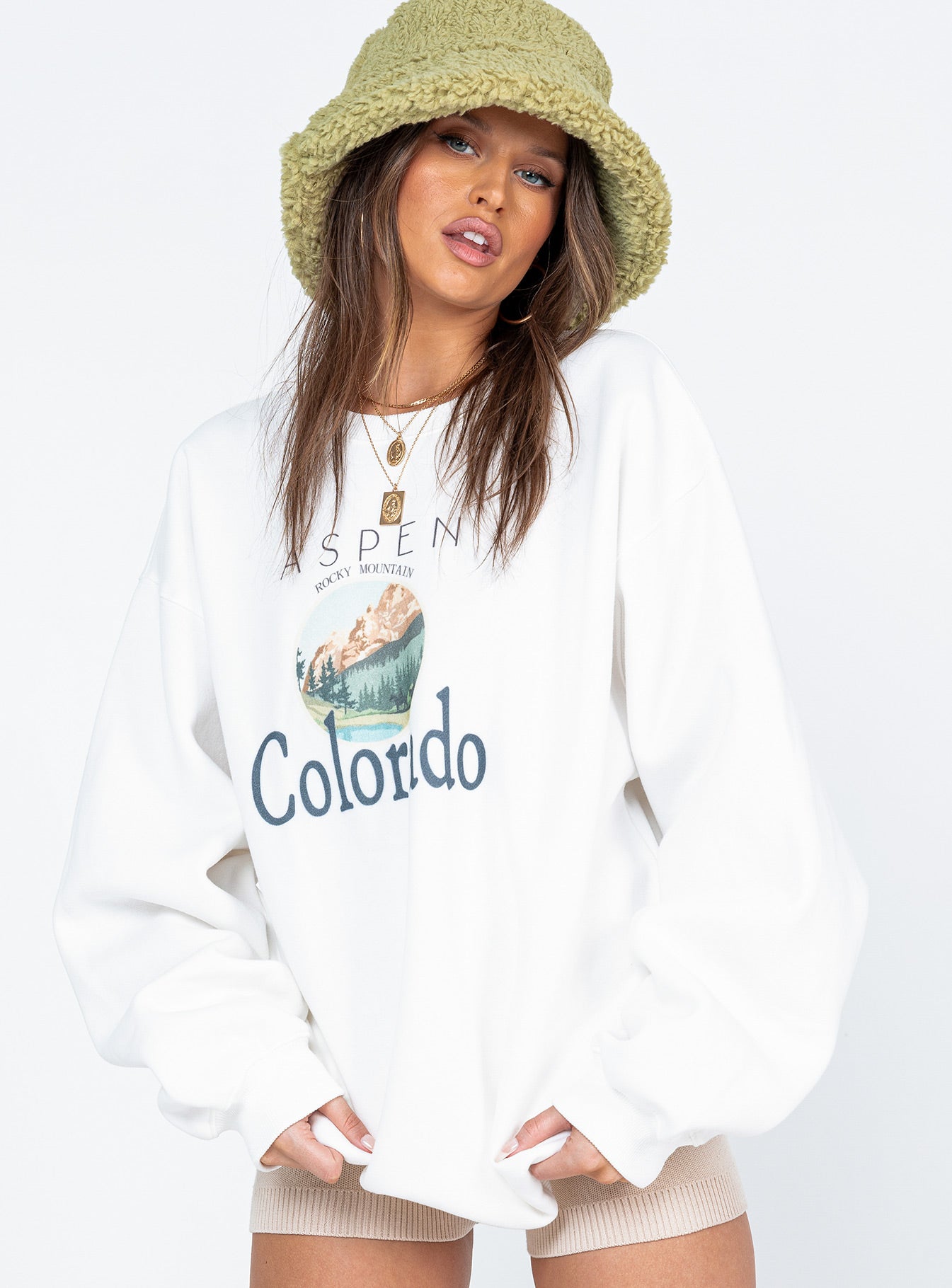 Colorado Oversized Crewneck Sweatshirt White-Vipp Girl