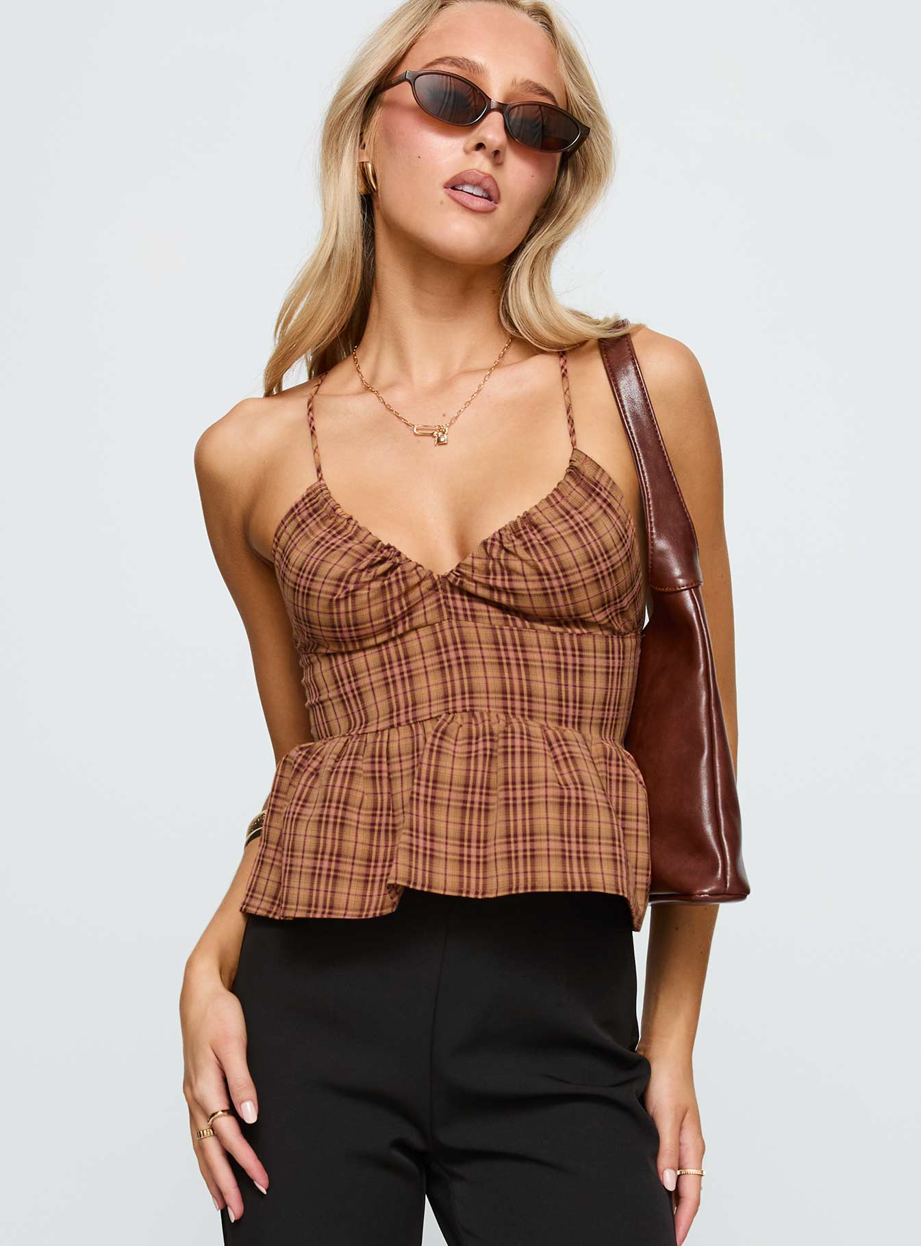 Croatia Frill Top Brown Check-Vipp Girl