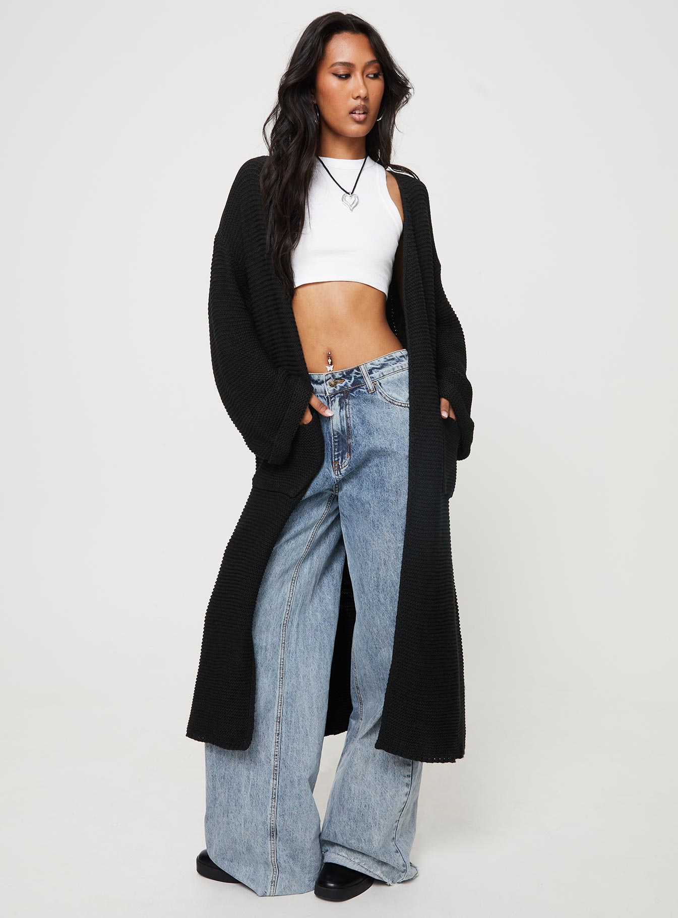 Finneas Longline Cardigan Black-Vipp Girl