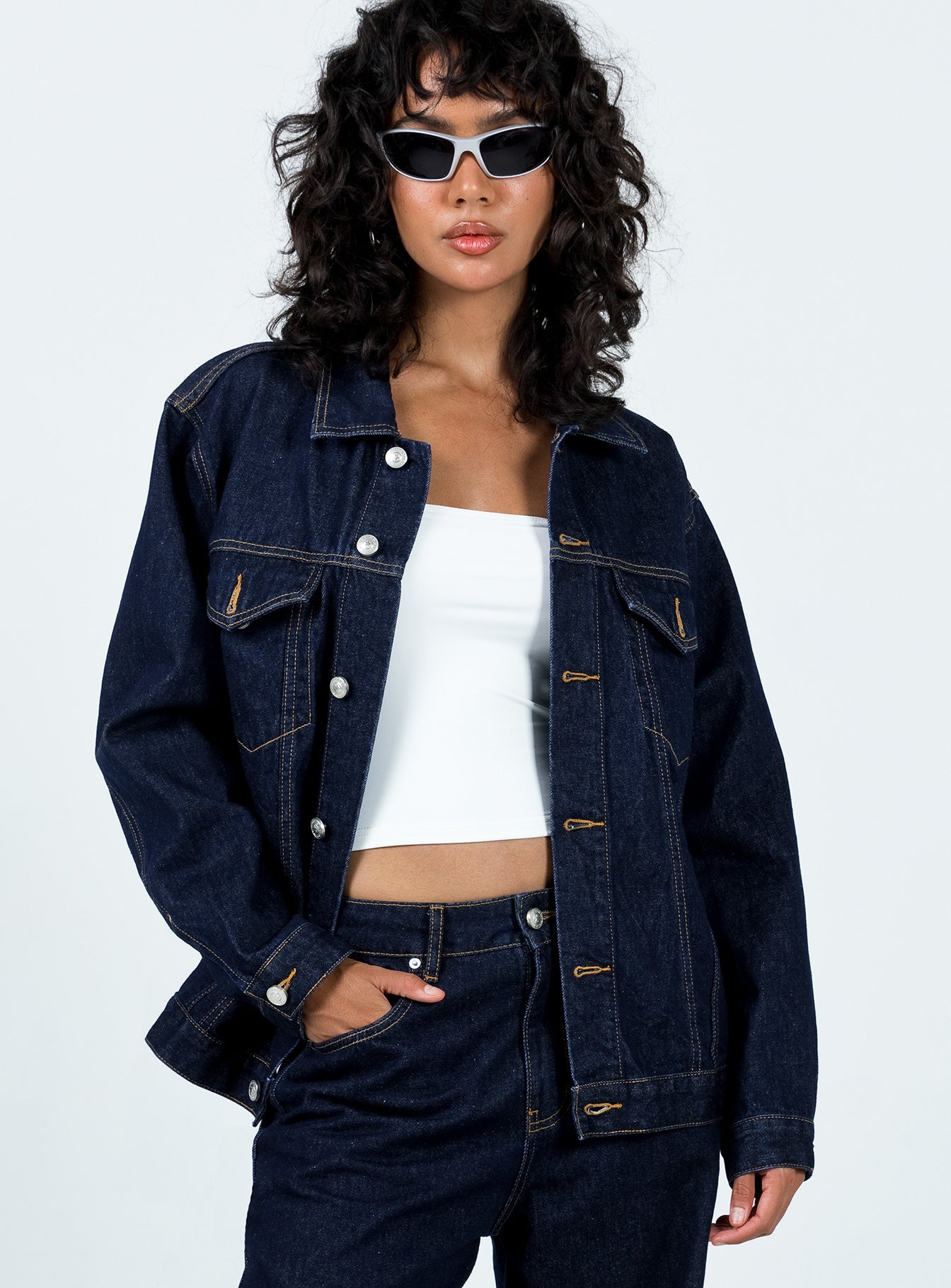 Kaleena Dark Wash Denim Jacket-Vipp Girl