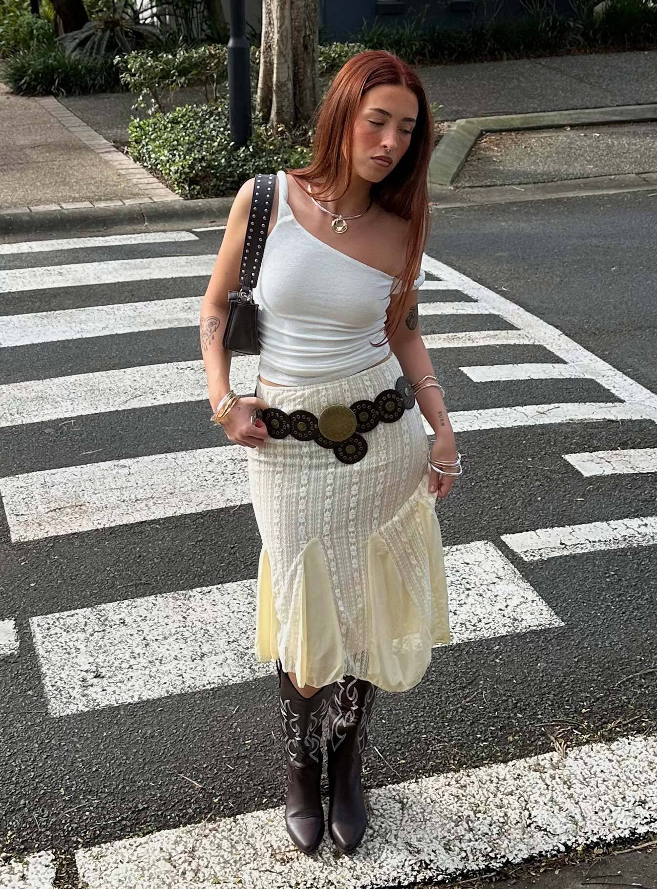 Messenger One Shoulder Top White-Vipp Girl