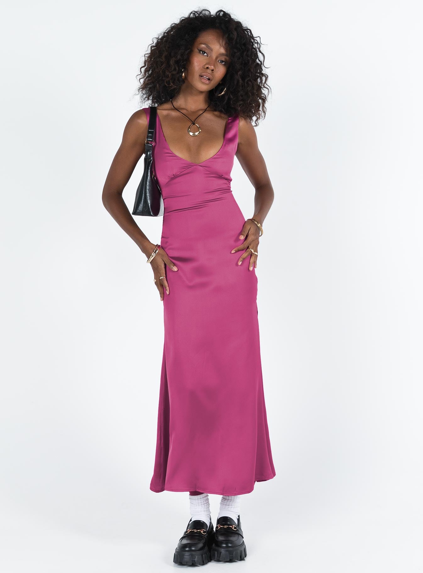 Lynsey Midi Dress Fuchsia-Vipp Girl