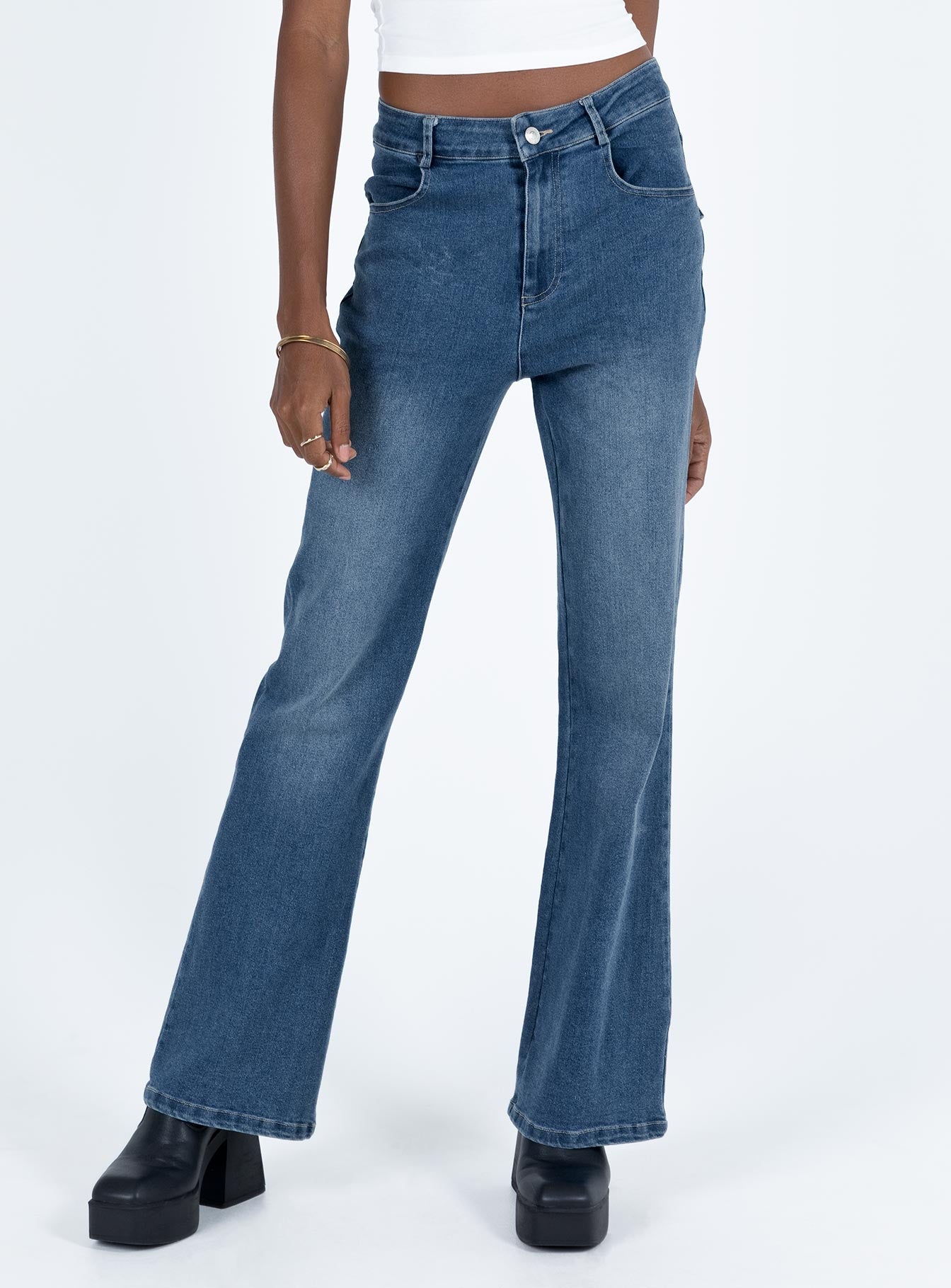 Carvalho Flare Jeans Mid Wash Denim-Vipp Girl