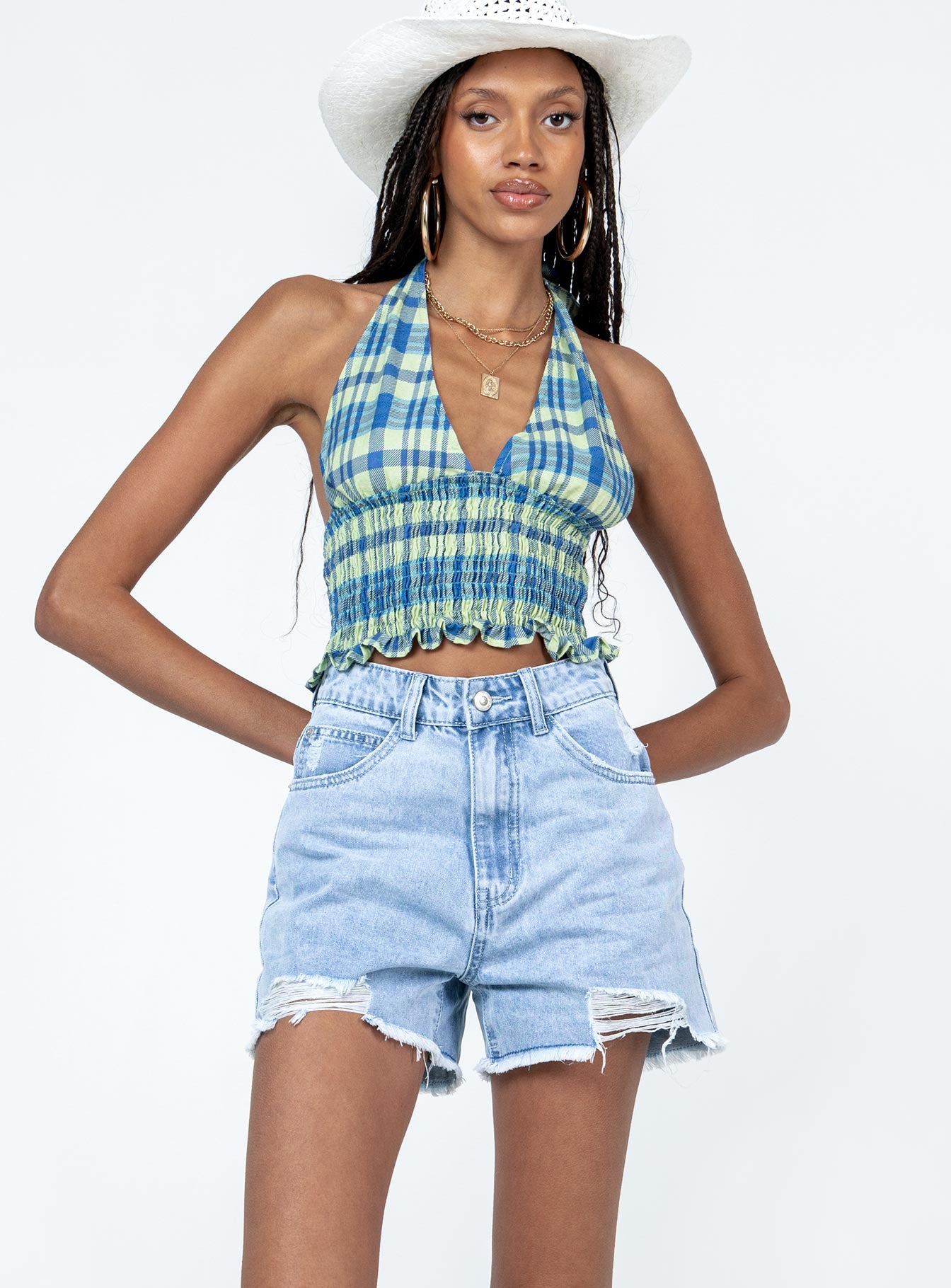 Geneva Light Wash Denim Shorts-Vipp Girl