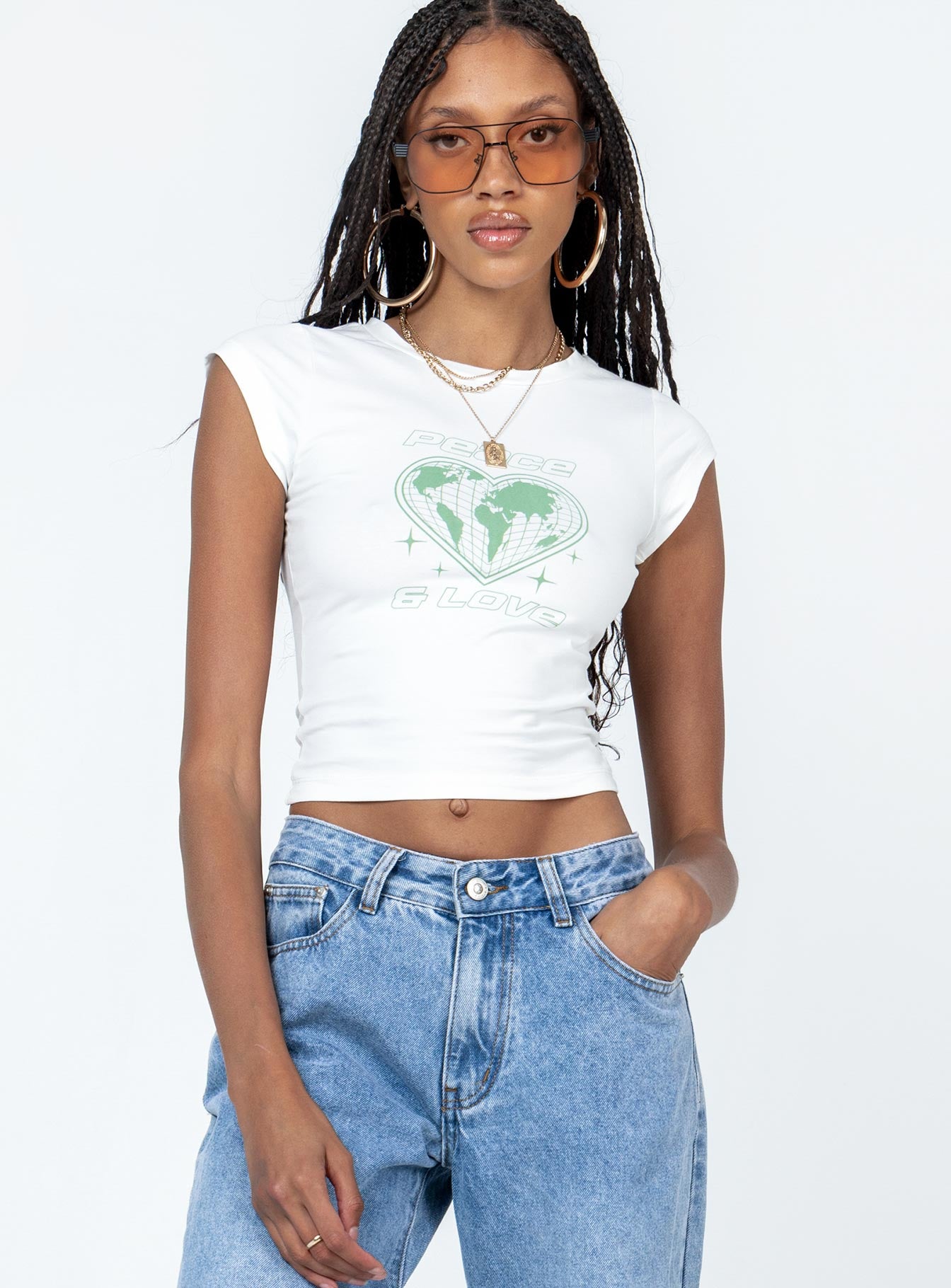 Peace and Love Longline Tee White-Vipp Girl