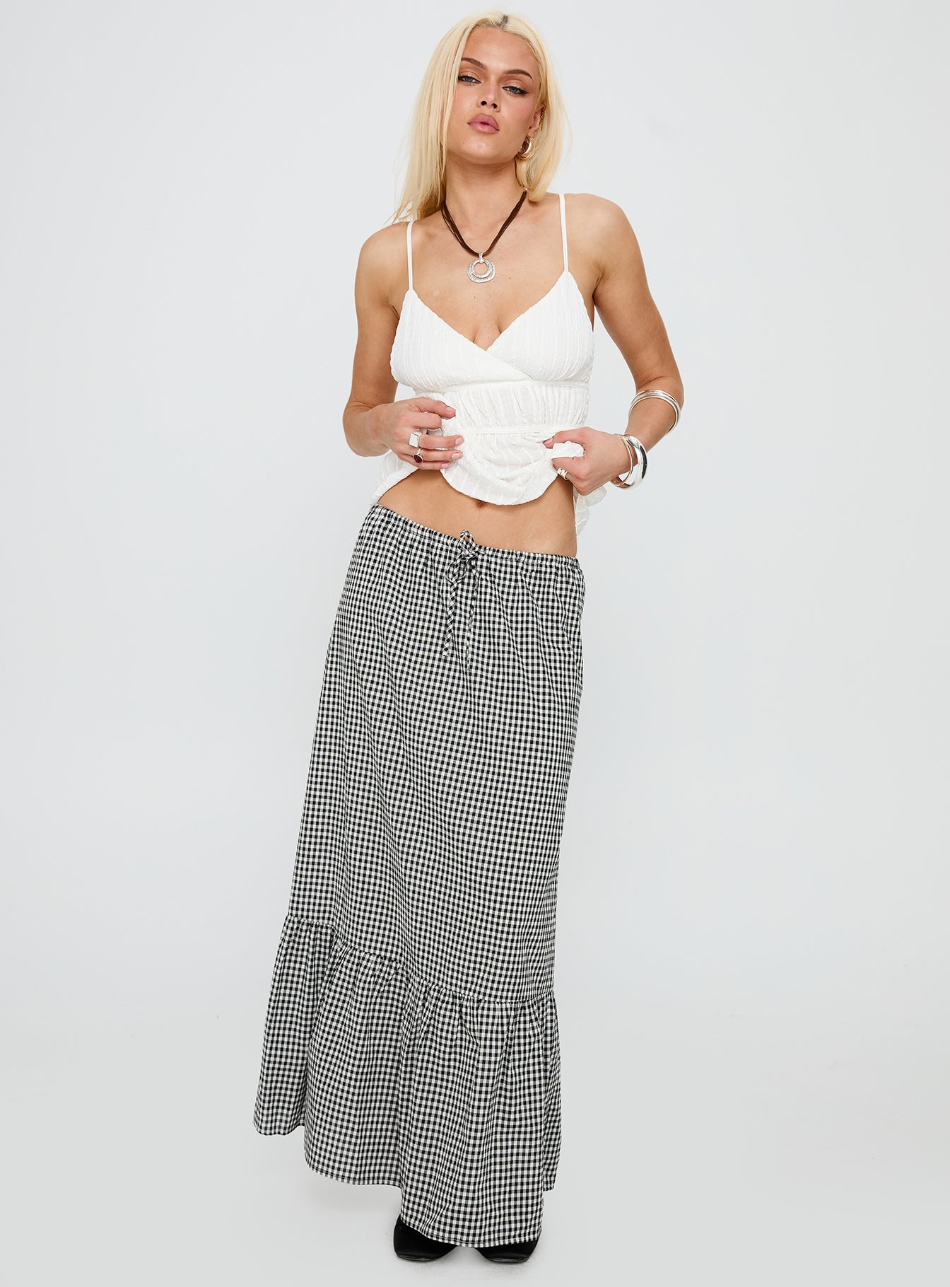 Modern Girl Maxi Skirt Black / White Gingham-Vipp Girl