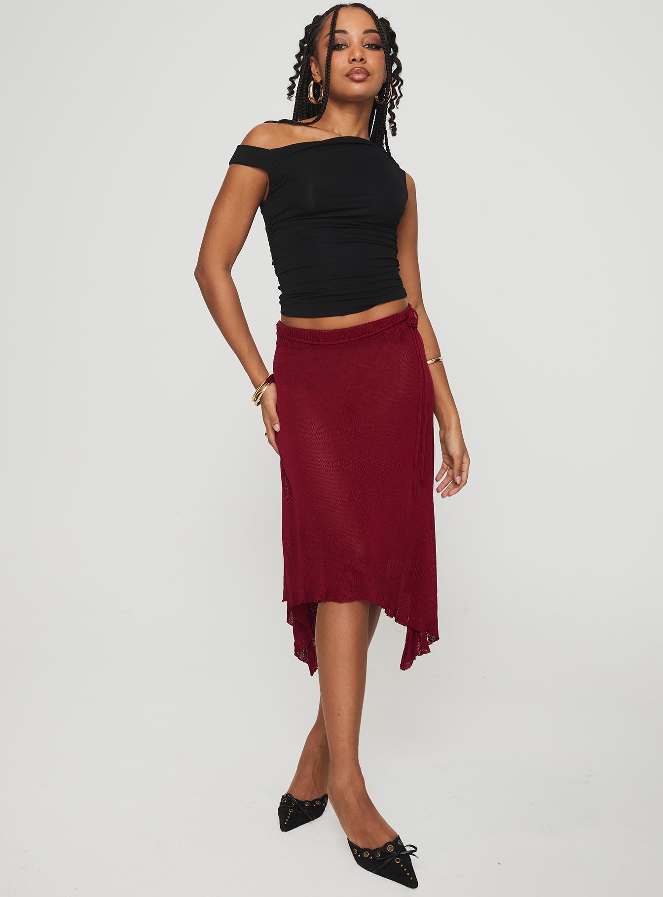 Leysa Midi Skirt Red-Vipp Girl