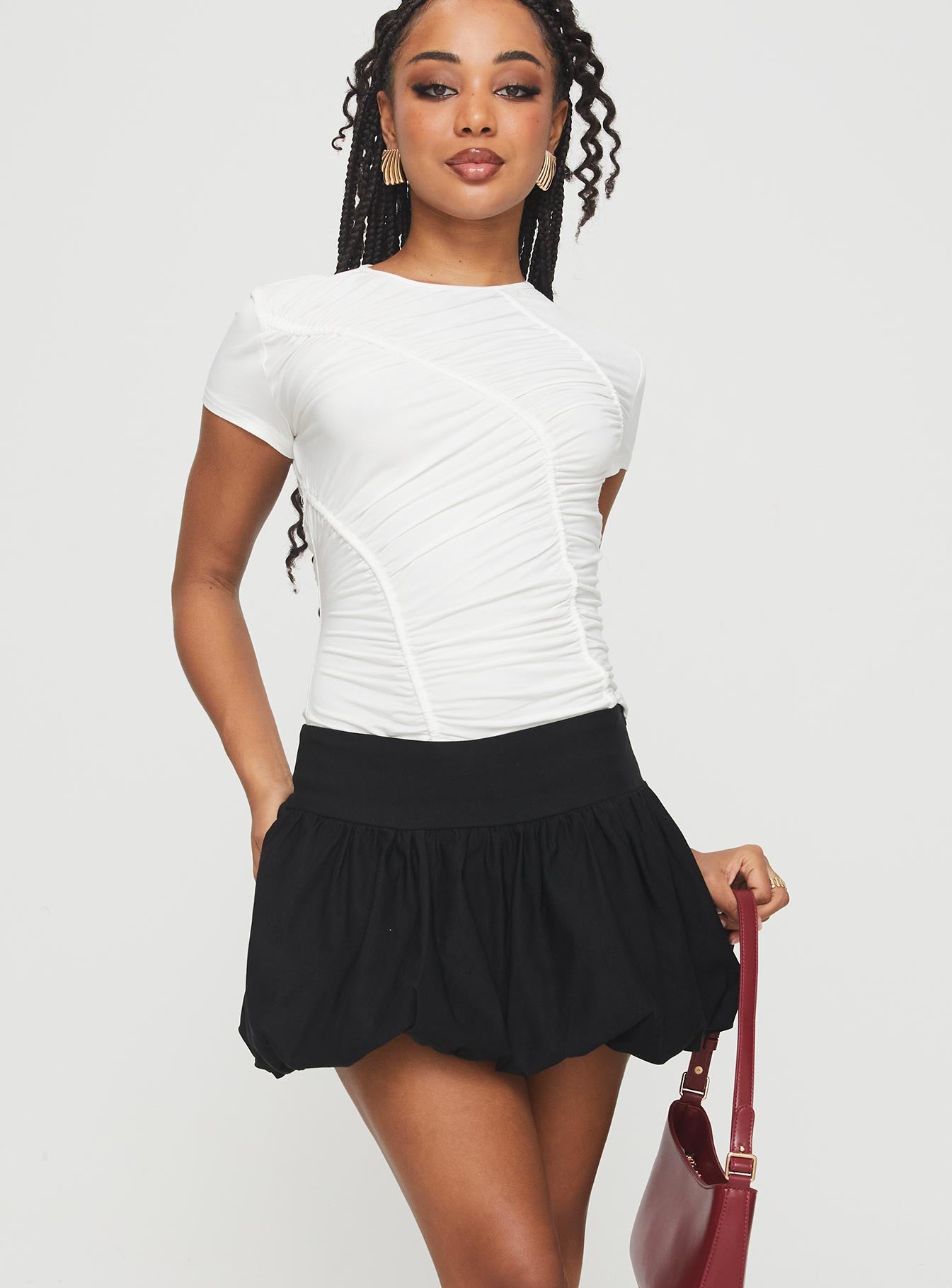 Mersale Bubble Hem Mini Skirt Black-Vipp Girl