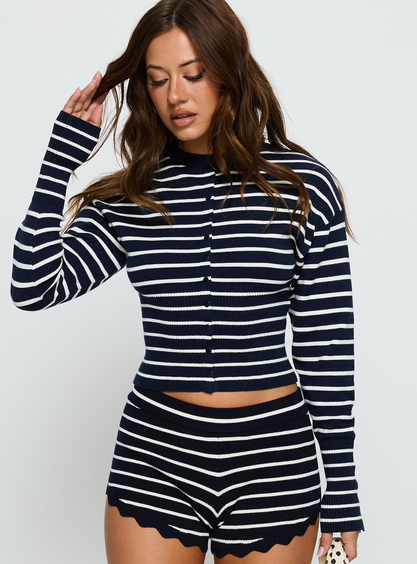 Head In The Clouds Cardigan Navy Stripe-Vipp Girl