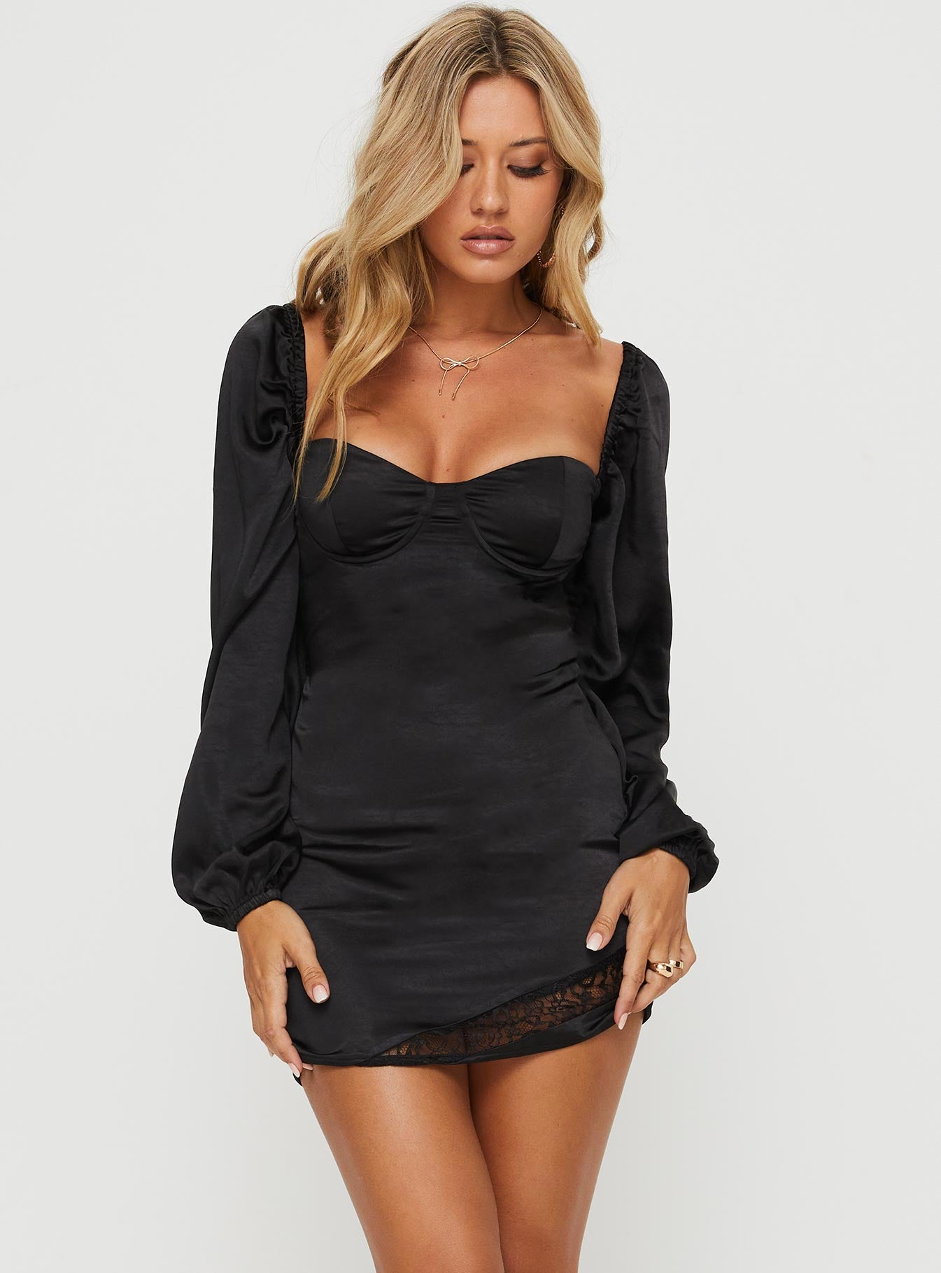 Kato Long Sleeve Mini Dress Black-Vipp Girl