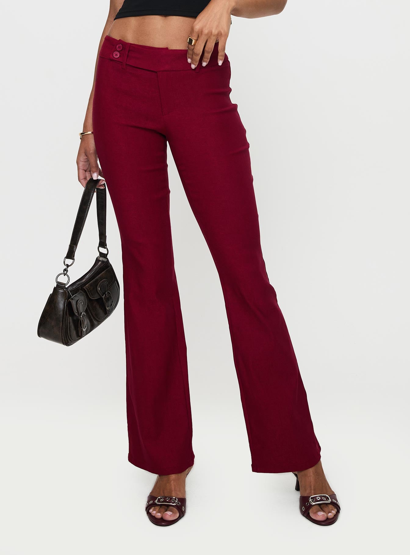 Kinkirk Flared Pants Burgundy-Vipp Girl
