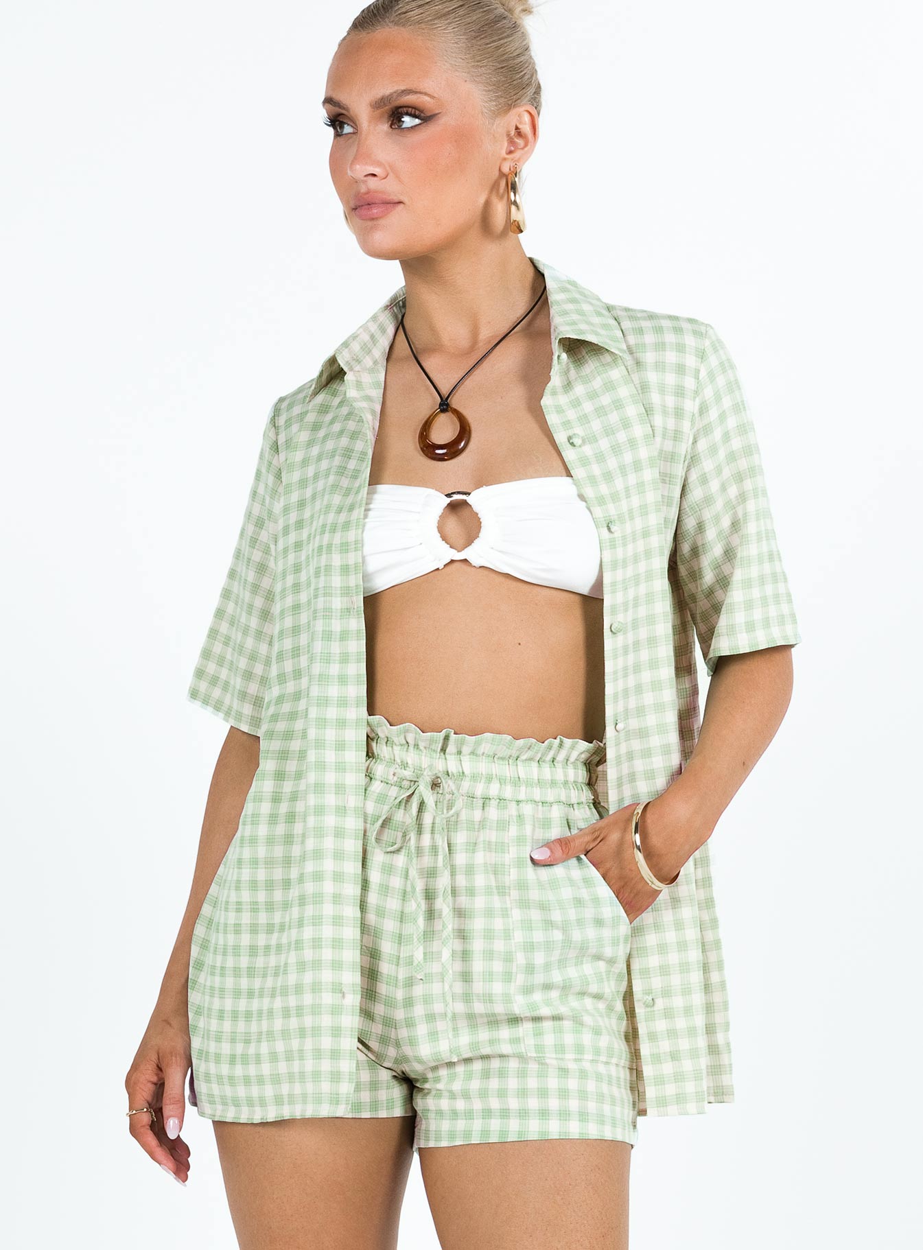 Gilda Shorts Green Gingham-Vipp Girl