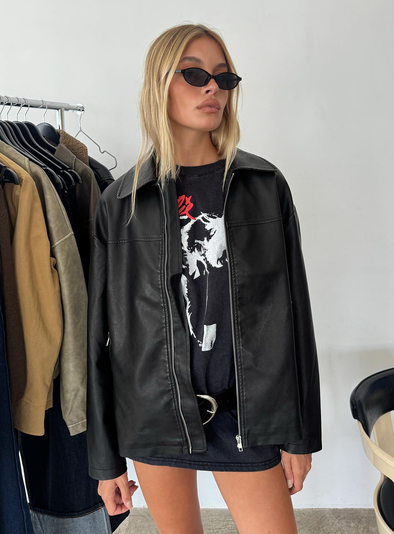 Napoleon Faux Leather Jacket Black-Vipp Girl