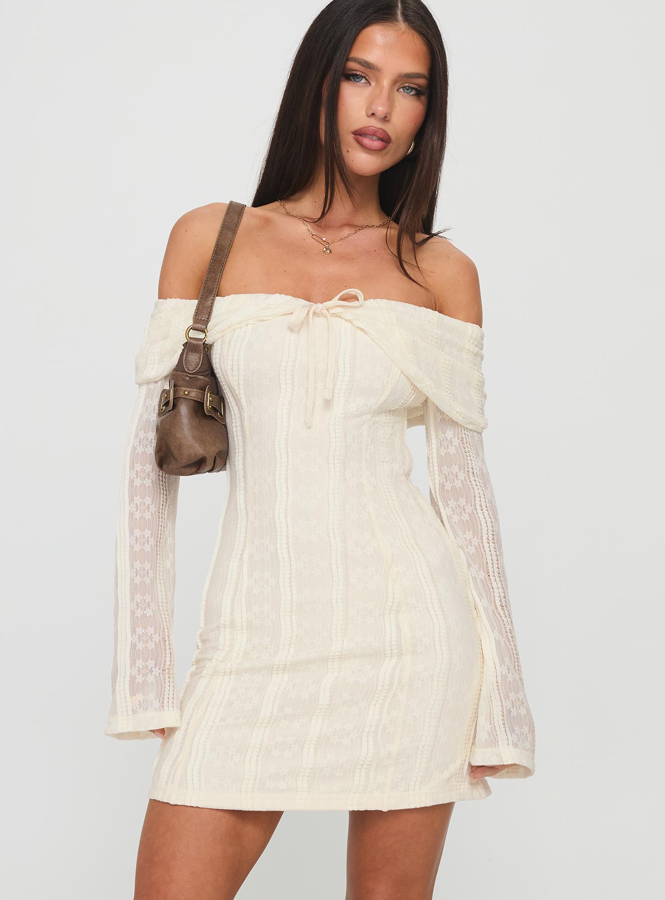 Colettie Long Sleeve Mini Dress Cream-Vipp Girl