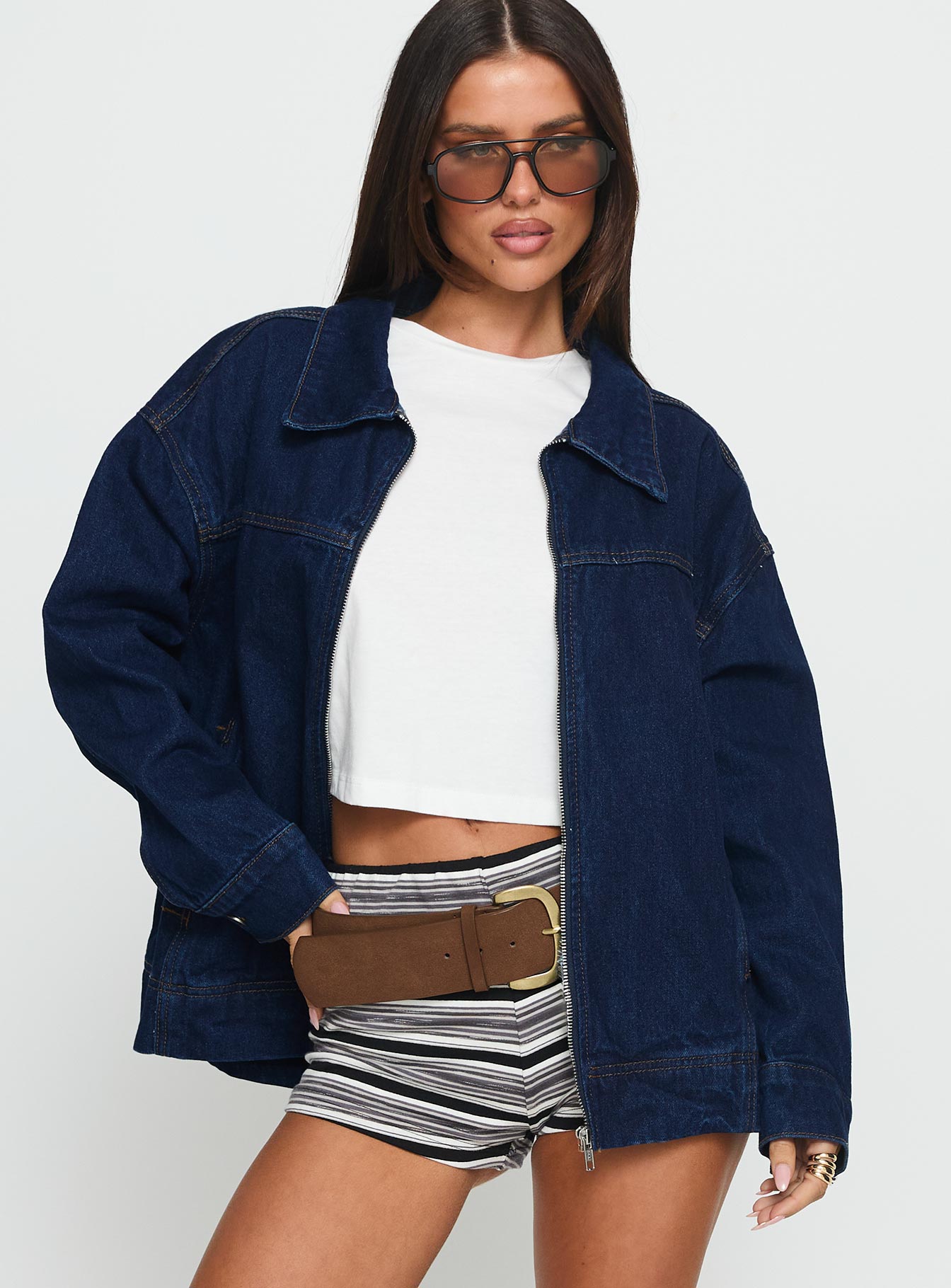 Goldsmith Denim Bomber Jacket Dark Wash-Vipp Girl