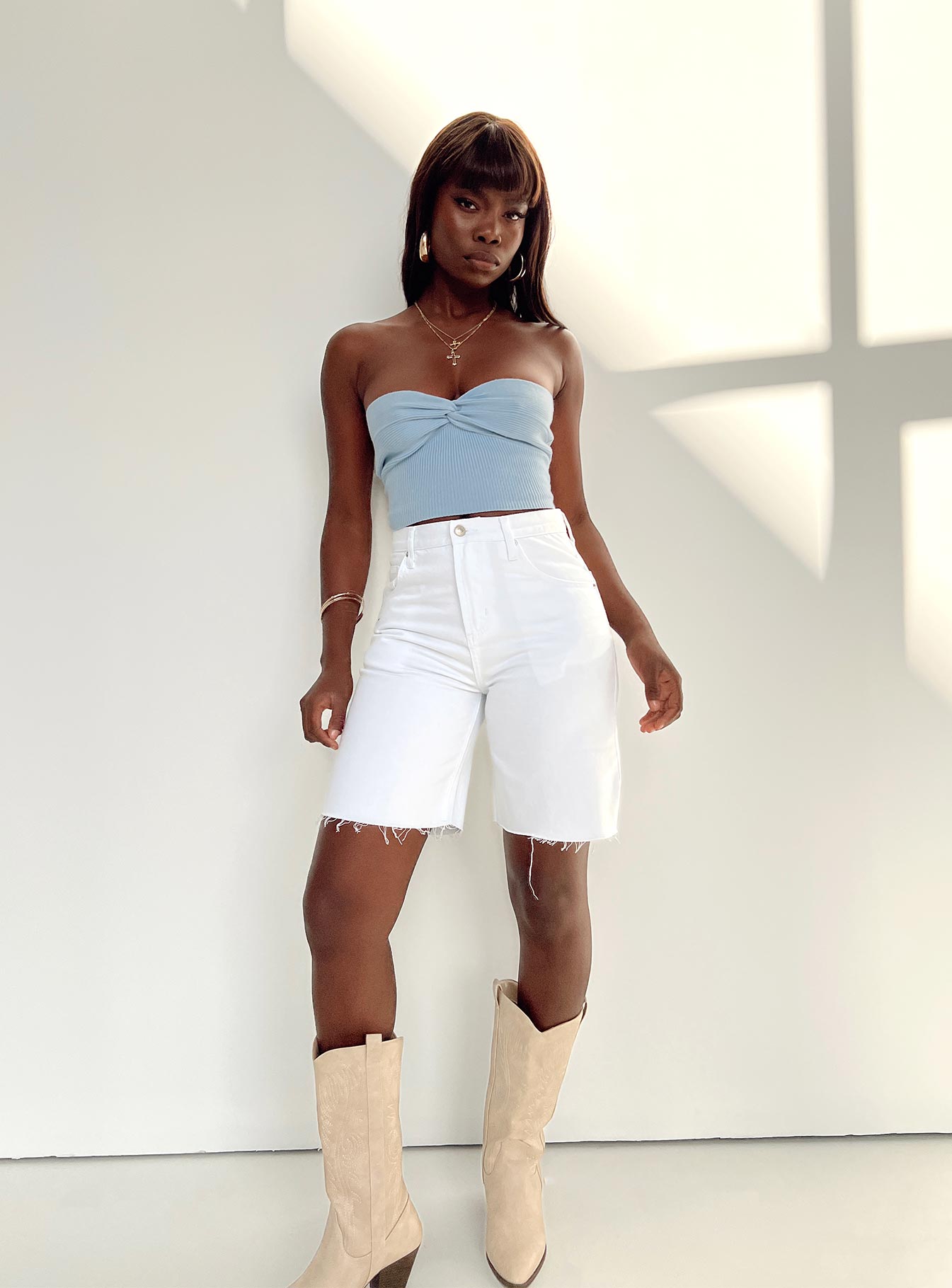 Get It Shorts White Denim-Vipp Girl