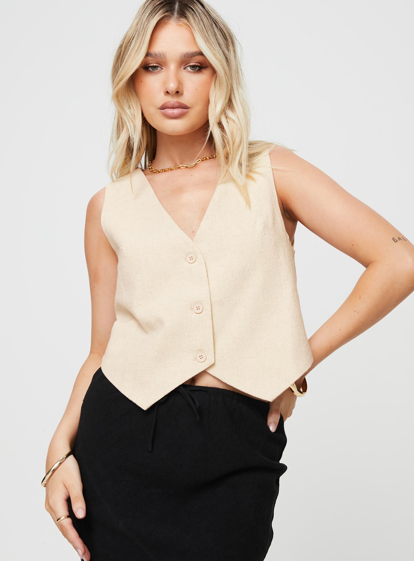 Gisele Vest Oatmeal-Vipp Girl