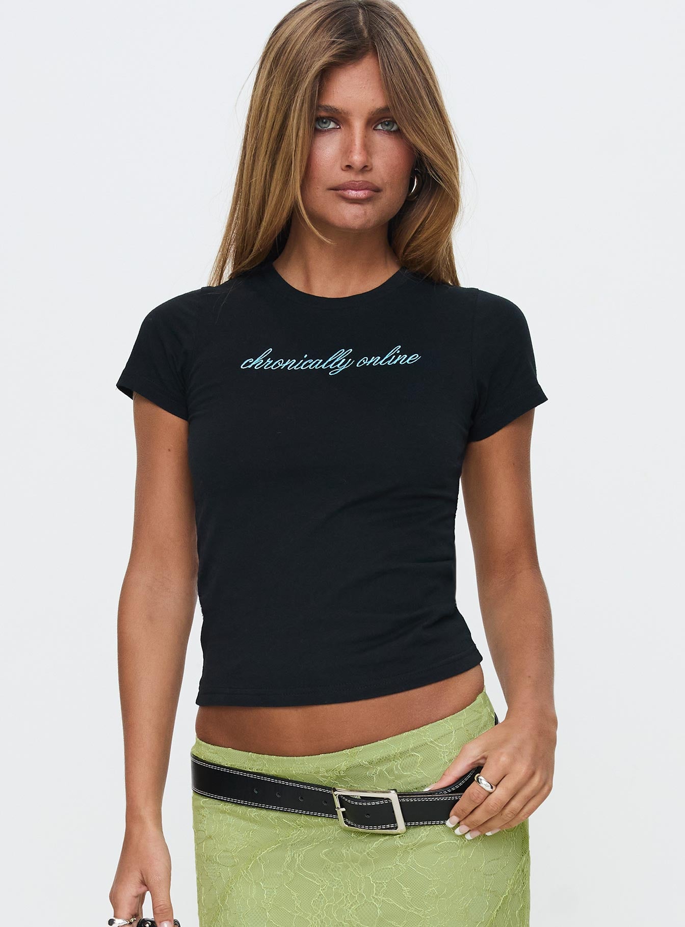 Chronically Online Graphic Top Black-Vipp Girl