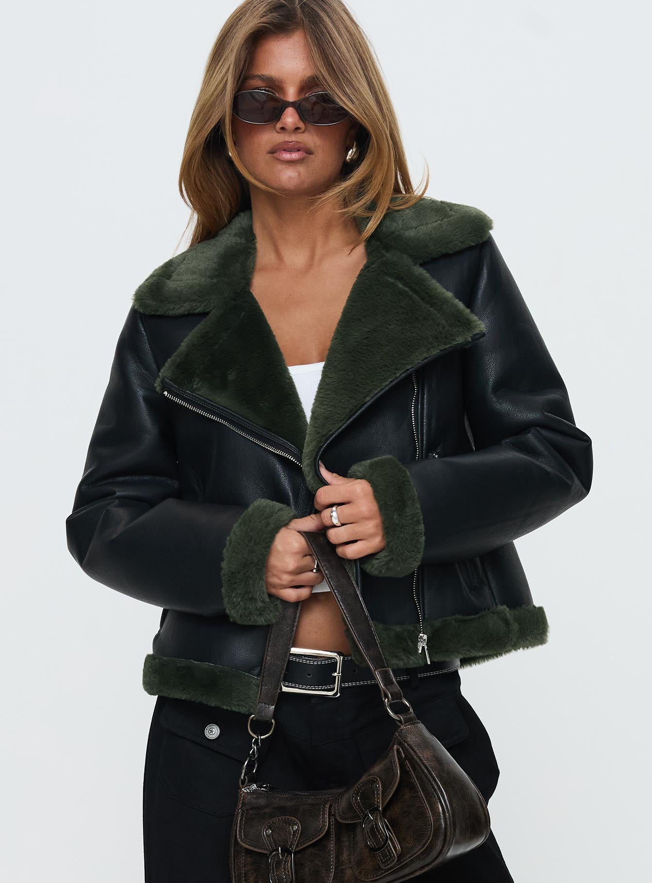 Phaidra Faux Leather Jacket Black-Vipp Girl