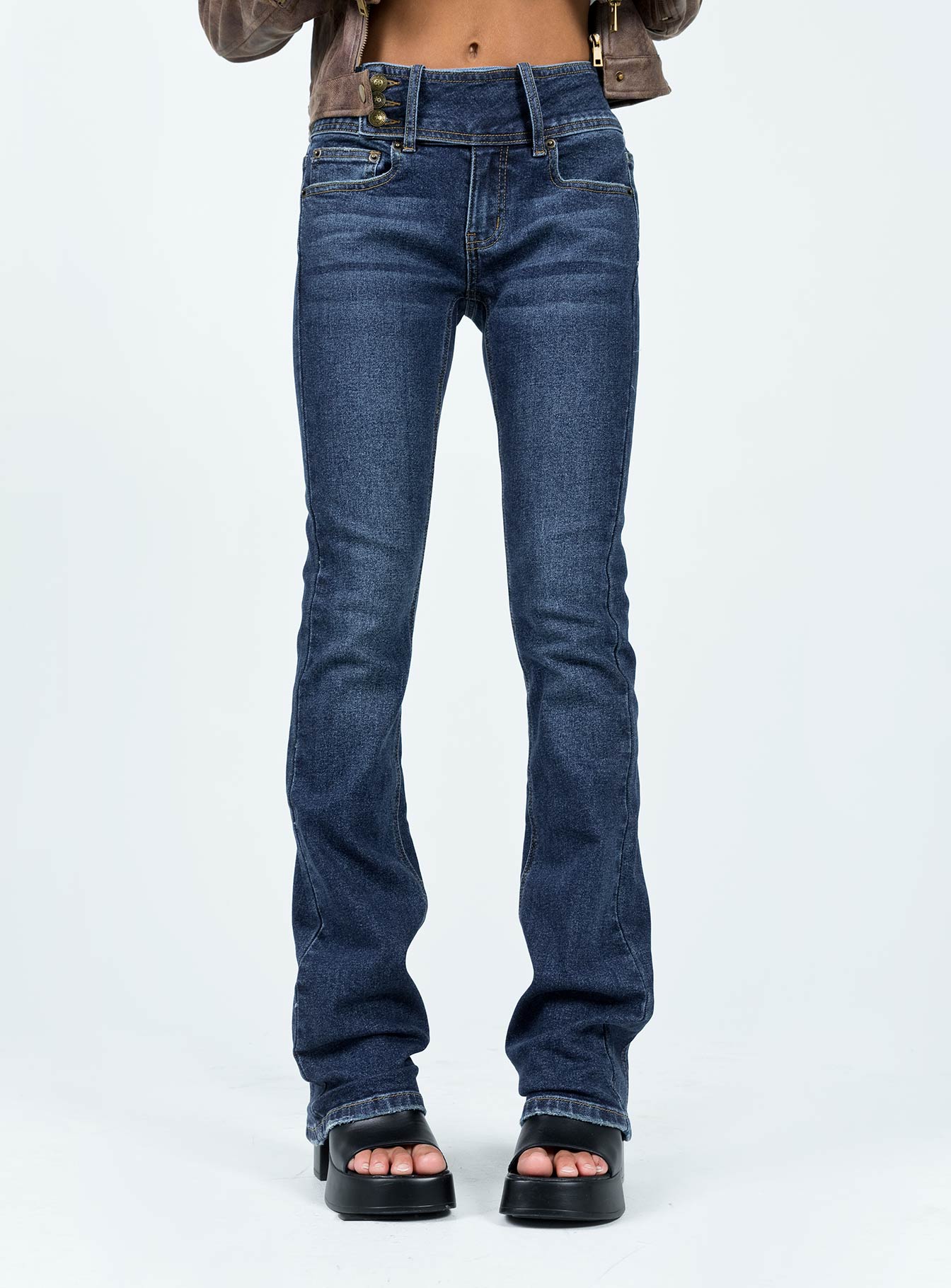 Rourke Low Waist Jeans Dark Wash Denim-Vipp Girl