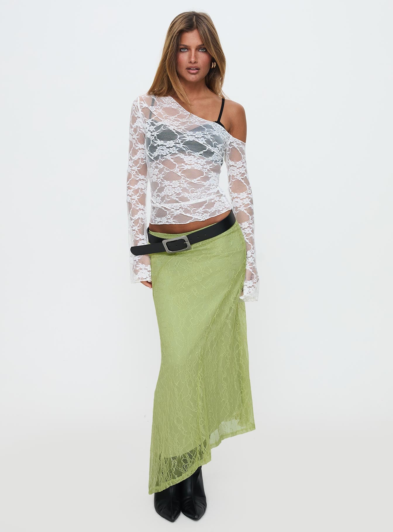 Dreamcatcher Lace Maxi Skirt Green-Vipp Girl