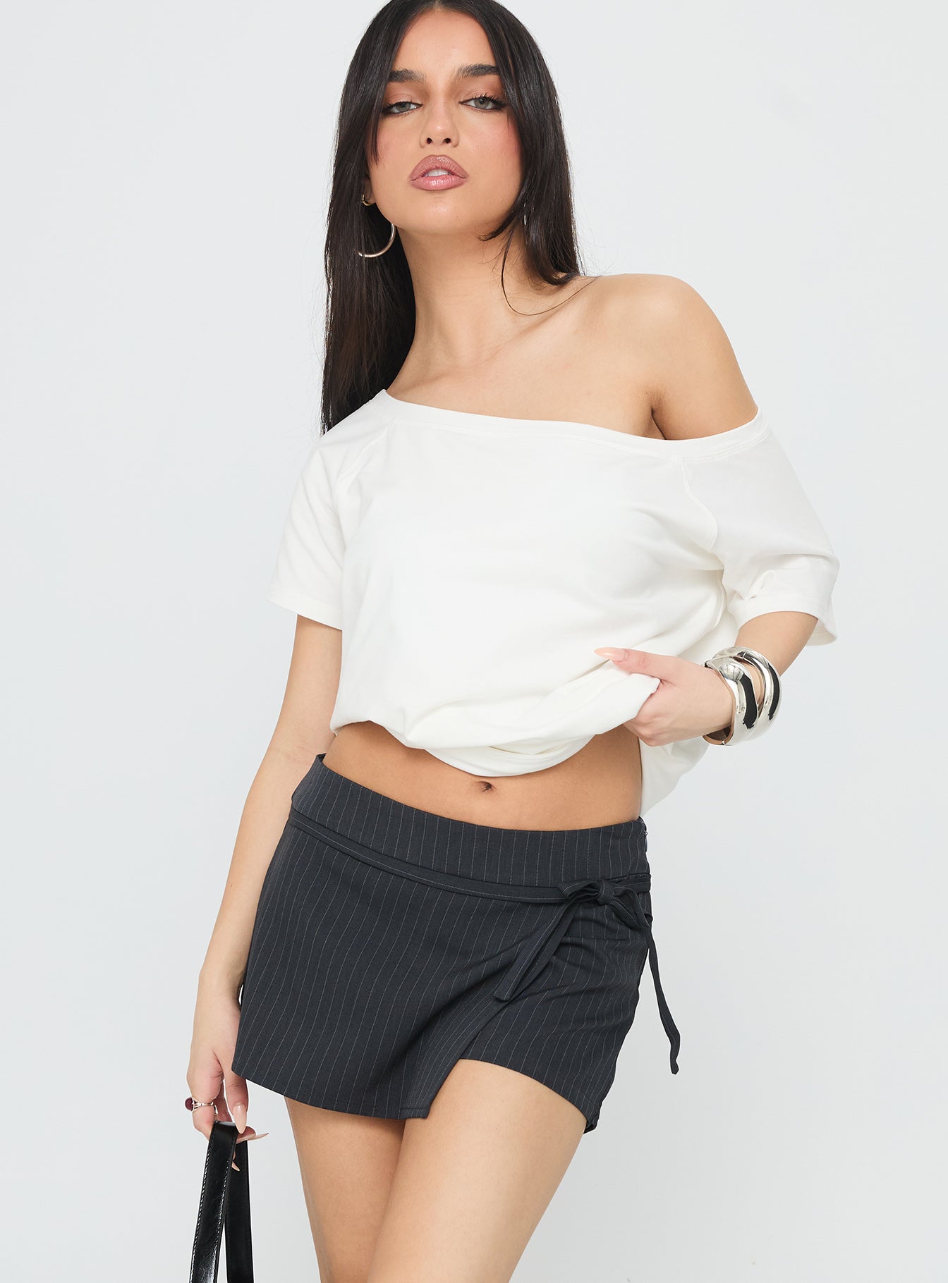 No Angel Wrap Skort Grey Pinstripe-Vipp Girl