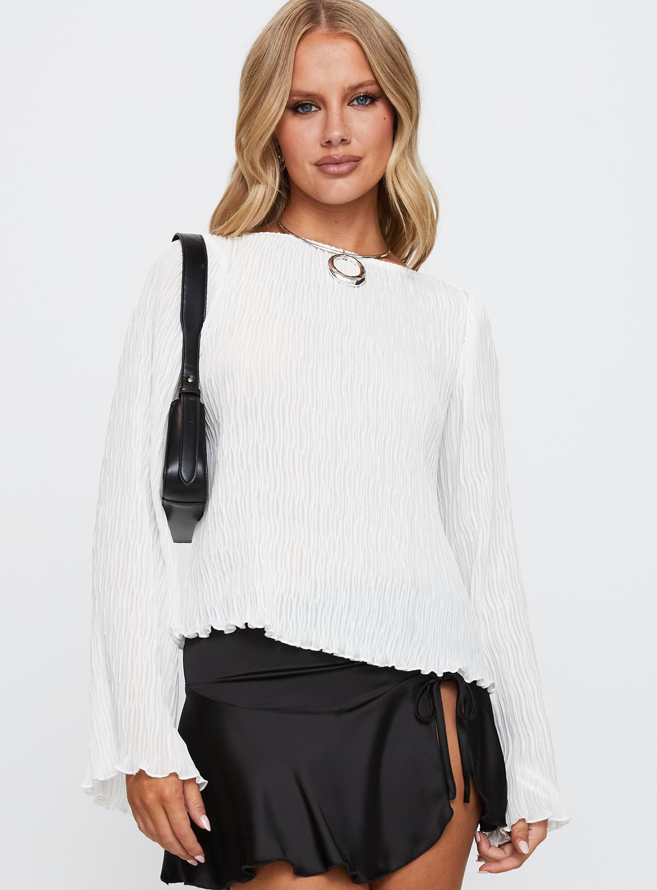 Mosaic Long Sleeve Sheer Top White-Vipp Girl