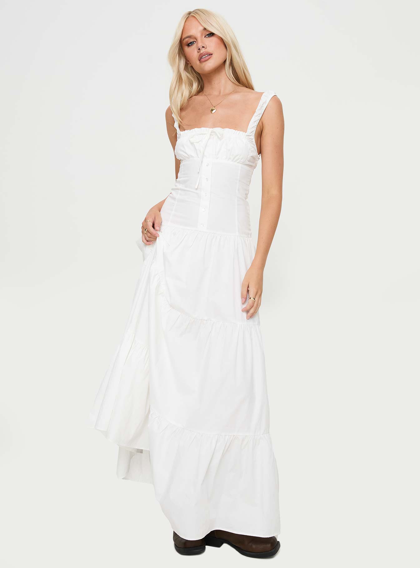 Heart Shaped Maxi Dress White-Vipp Girl