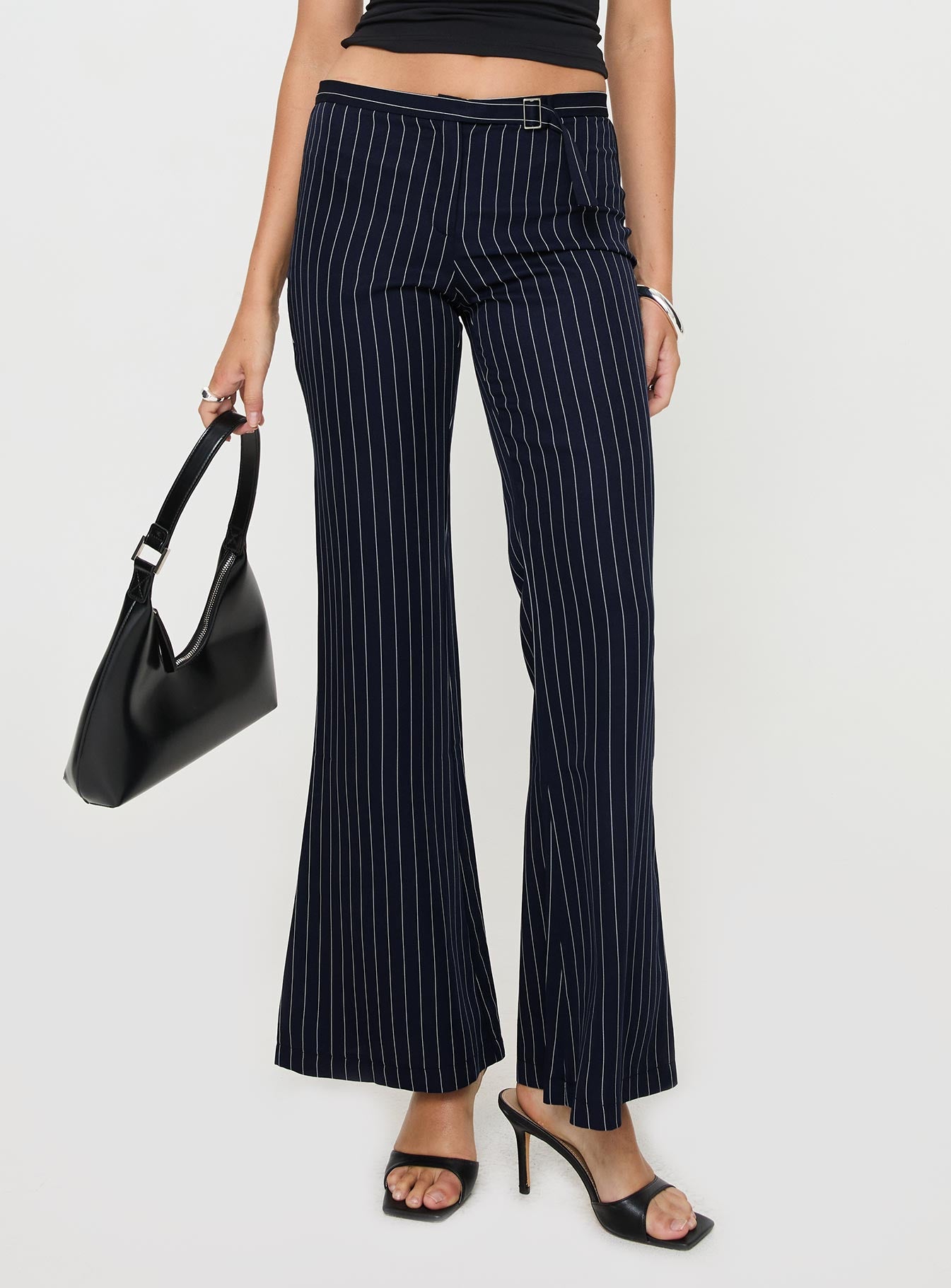No One Low Waist Pinstripe Pants Navy-Vipp Girl