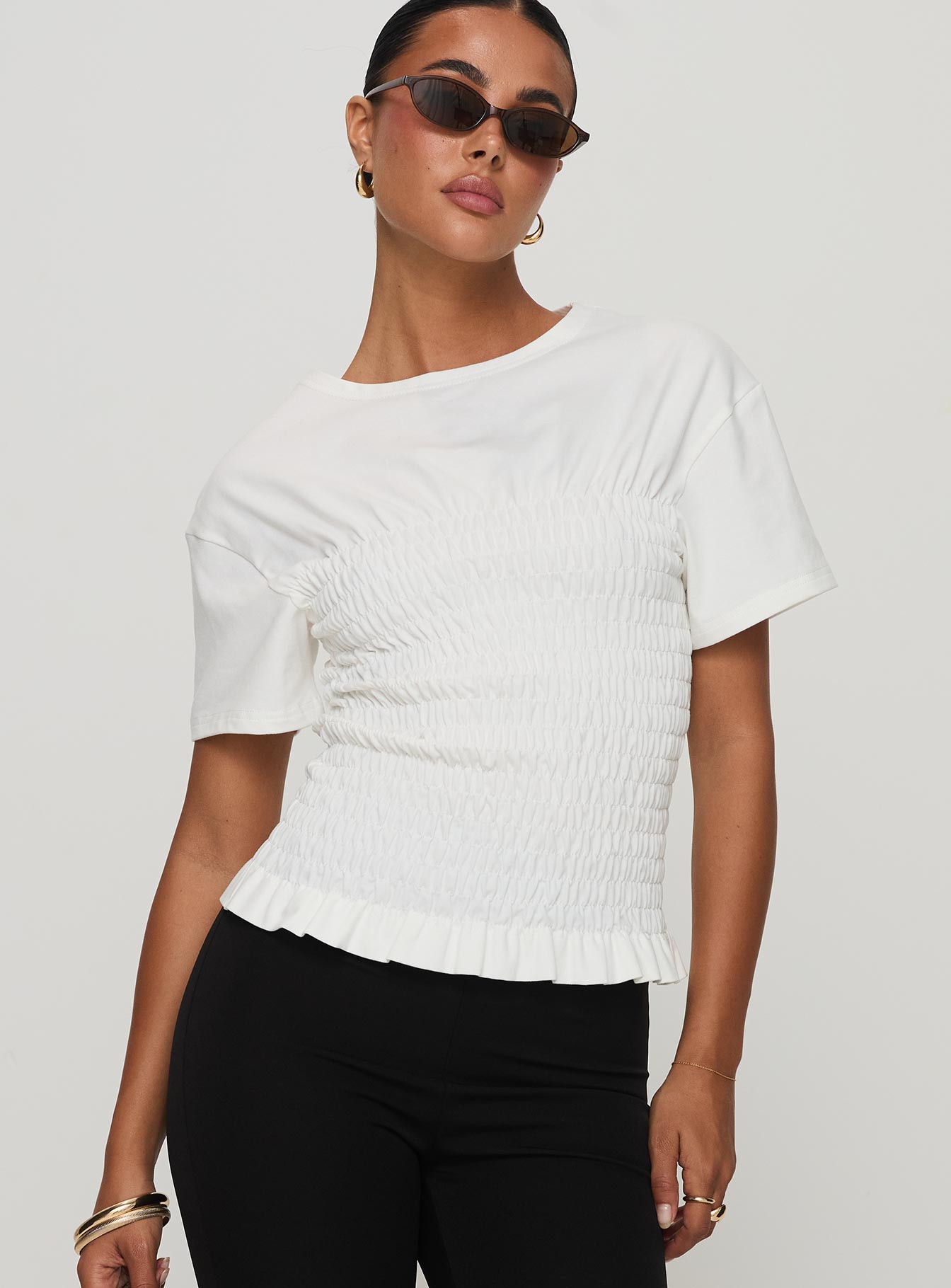 Maybe Tomorrow Ruched Top White-Vipp Girl