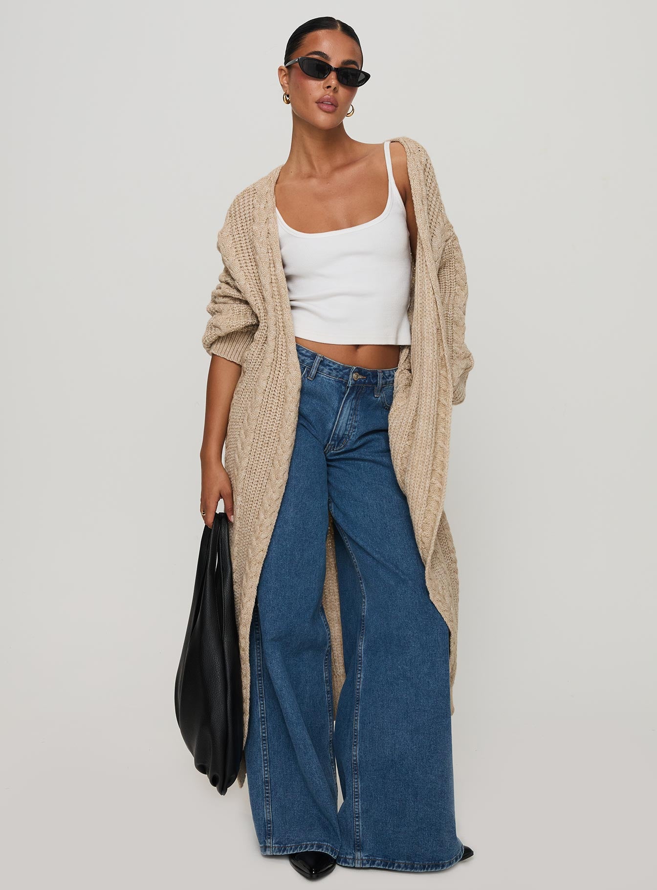 Orkid Cable Knit Cardigan Beige-Vipp Girl