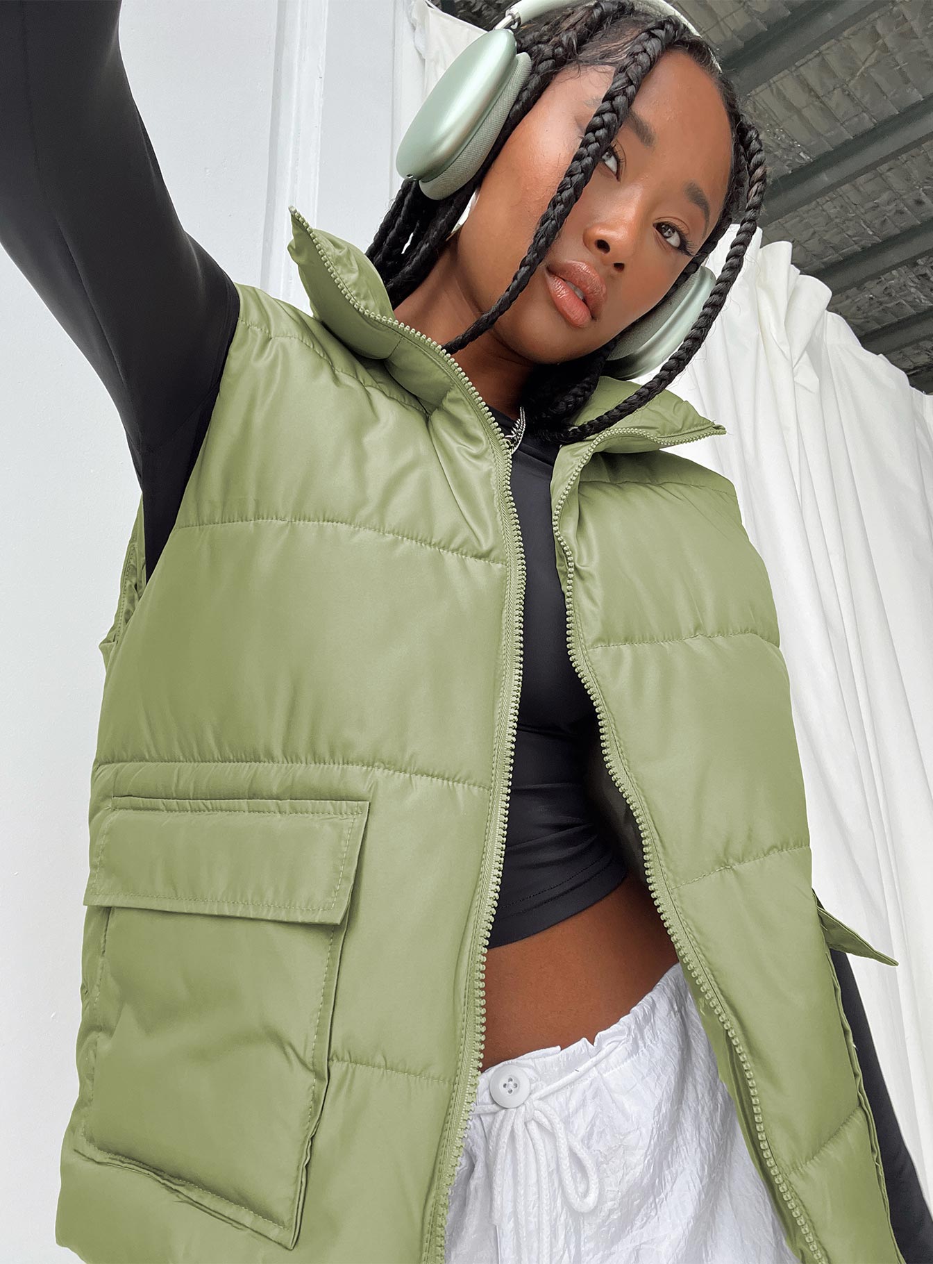 Rowan Vest Khaki-Vipp Girl