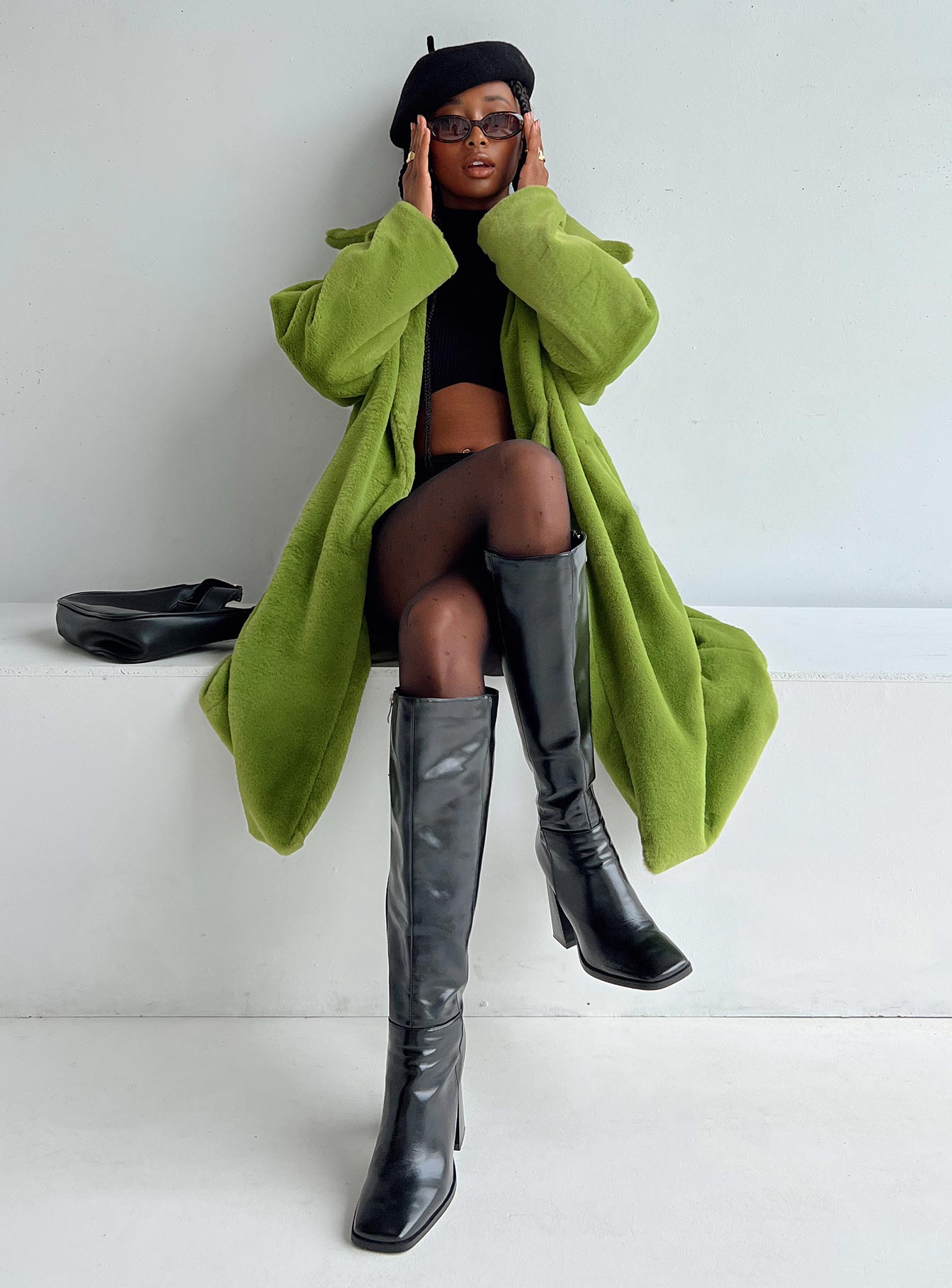 Bruce Faux Fur Coat Green-Vipp Girl