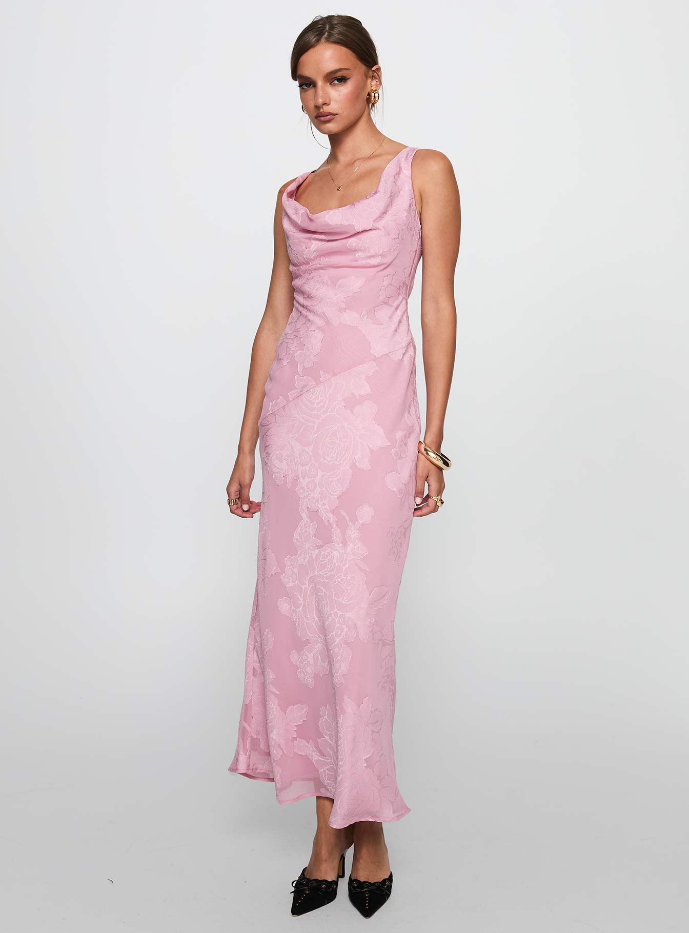 Brietta Cowl Maxi Dress Pink-Vipp Girl