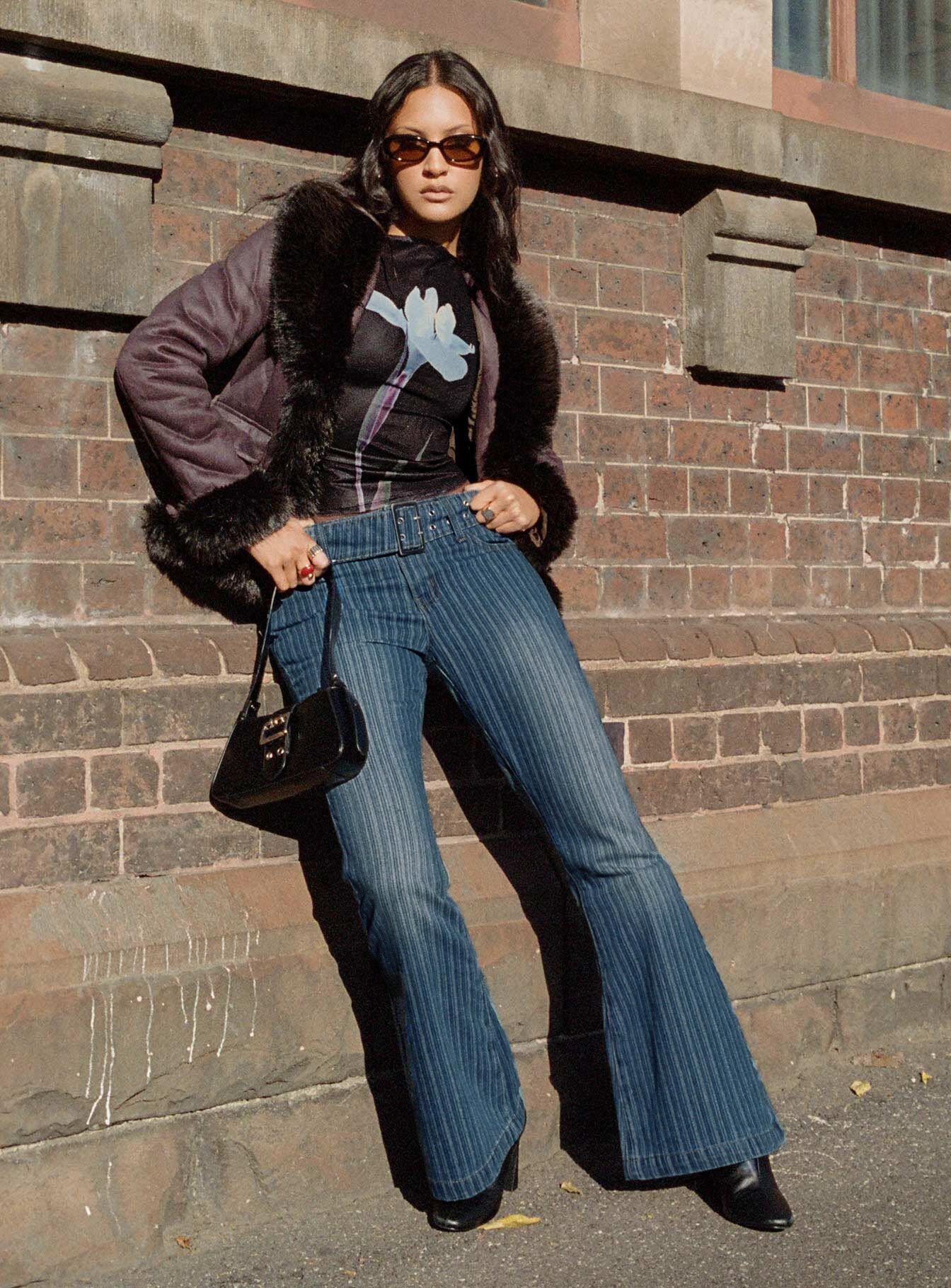 Ralbartia Stripe Belted Jeans Mid Wash-Vipp Girl