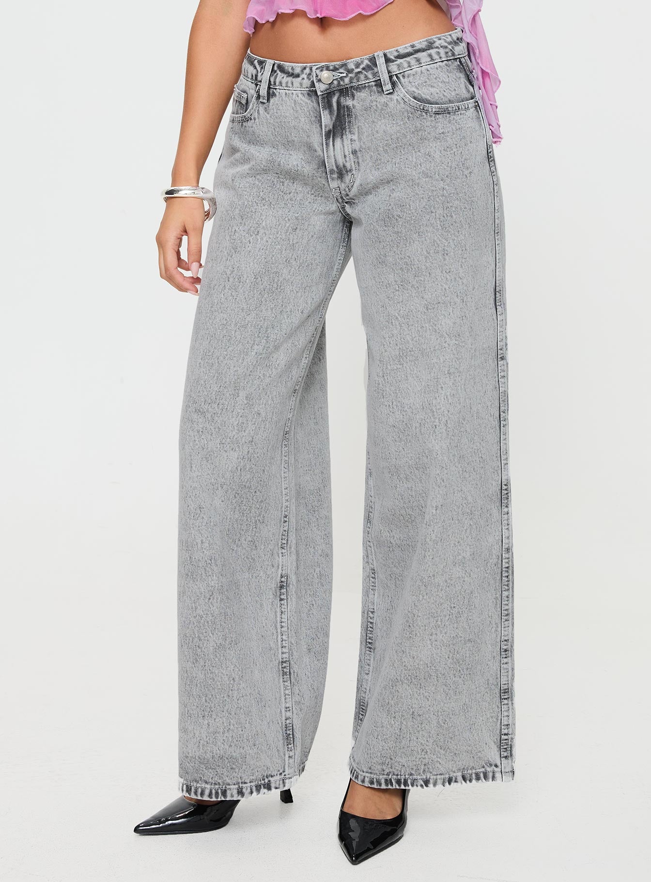 Brayden Low Wise Relaxed Jeans Grey Acid Wash-Vipp Girl