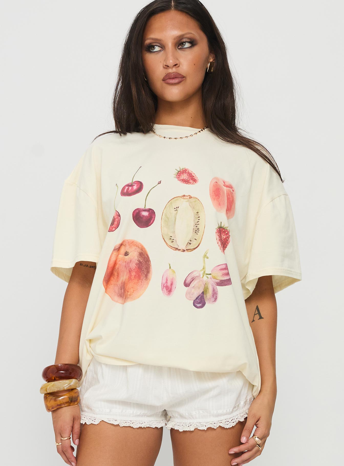 Farmer's Pick Oversized Graphic Top Cream-Vipp Girl