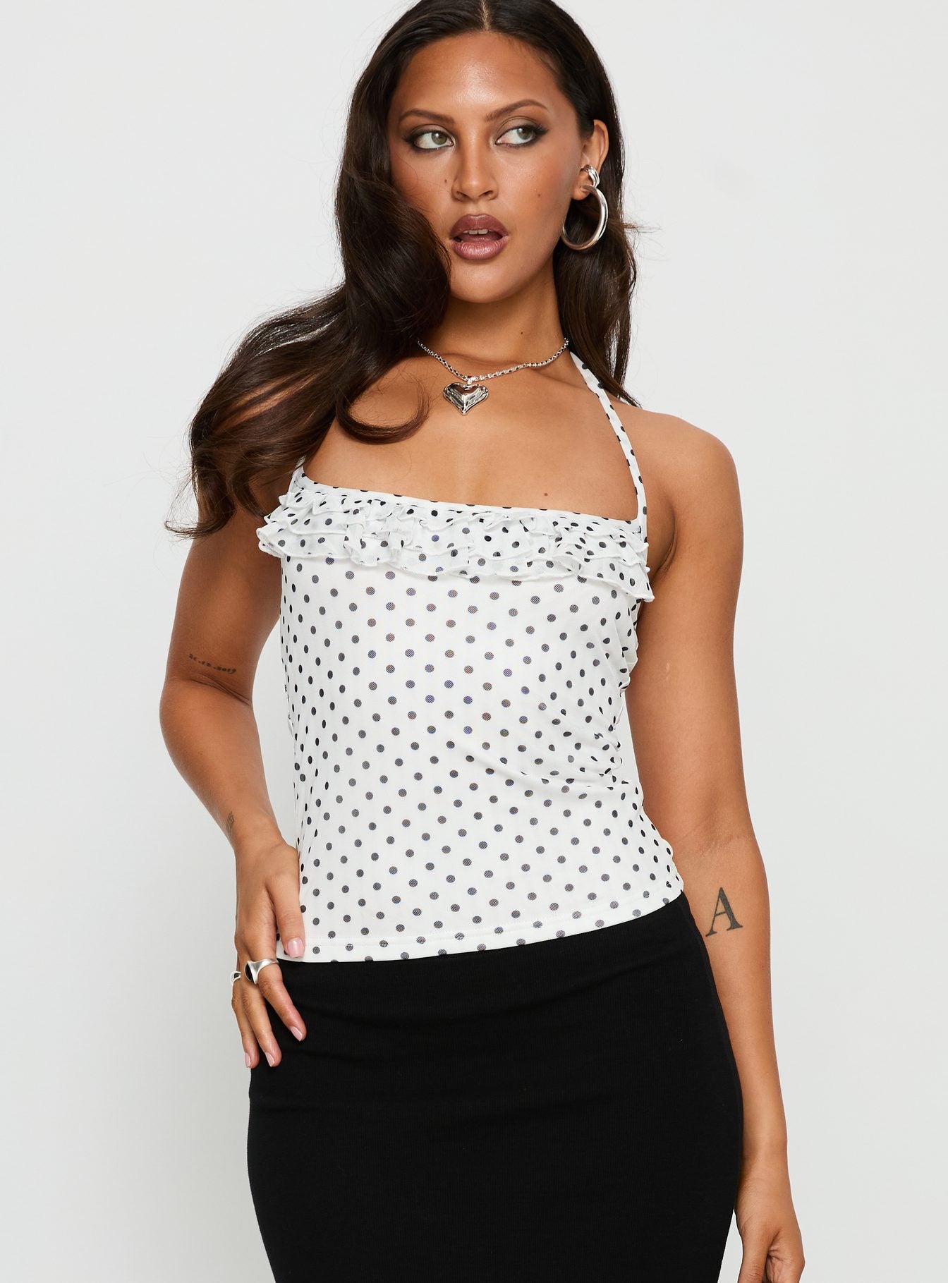 Days Of Summer Ruffle Top White Polka-Vipp Girl