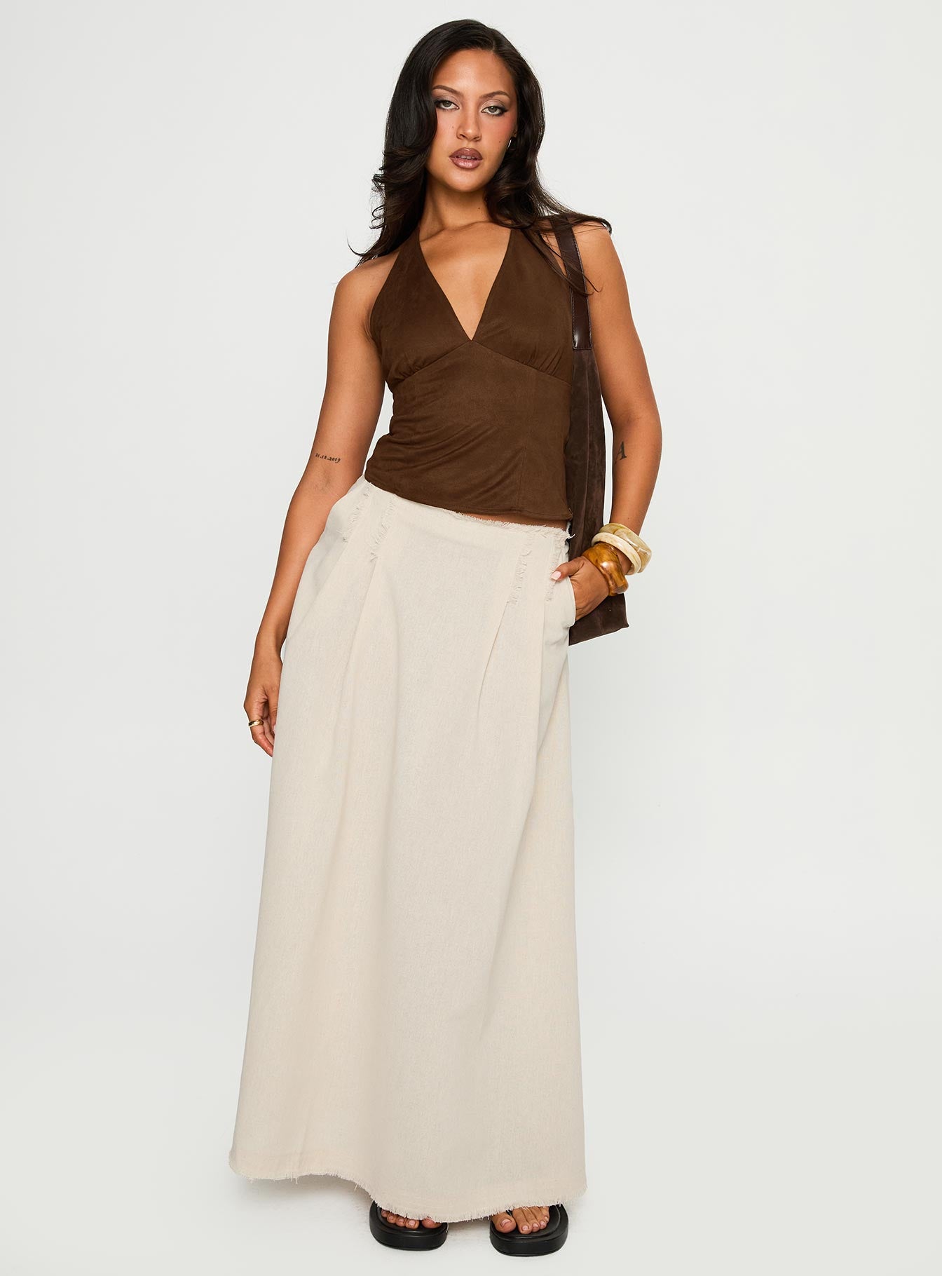 Bohemian Spirit Maxi Skirt Beige-Vipp Girl