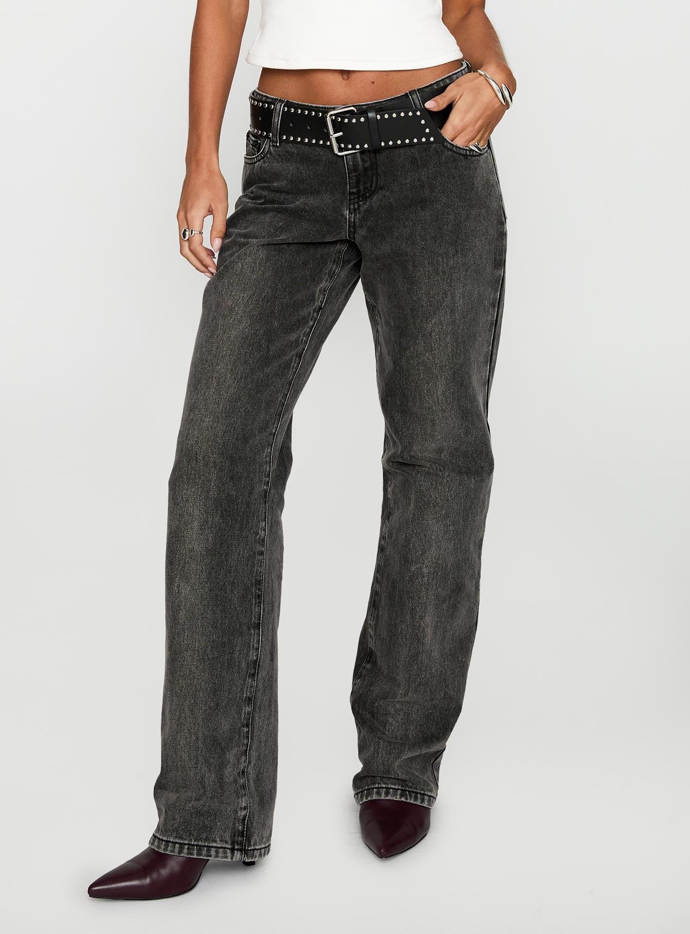 Better Half Low Rise Straight Leg Jeans Charcoal-Vipp Girl